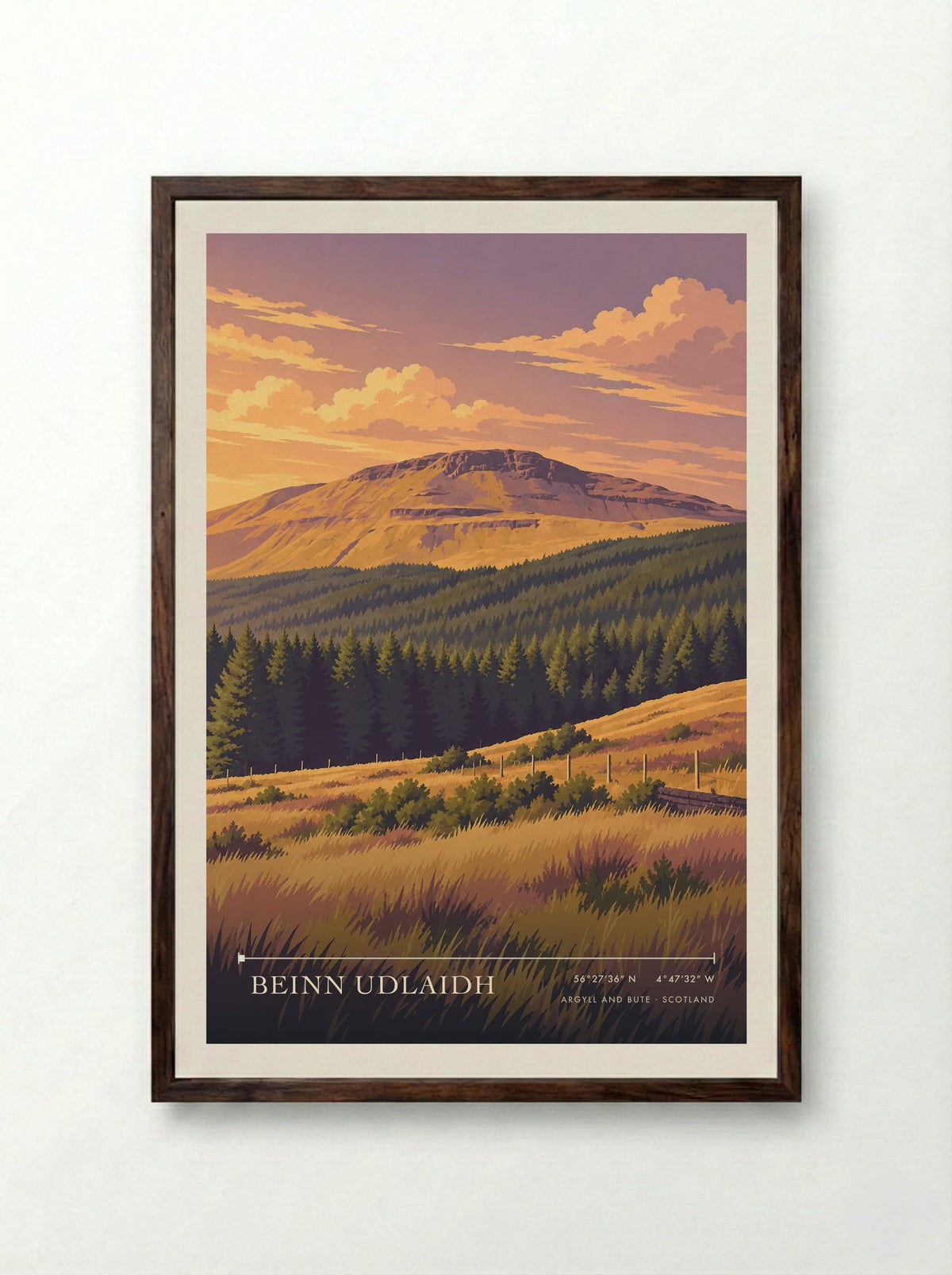 Beinn Udlaidh, Argyll and Bute | Travel Poster - Framed Print Dark Wood