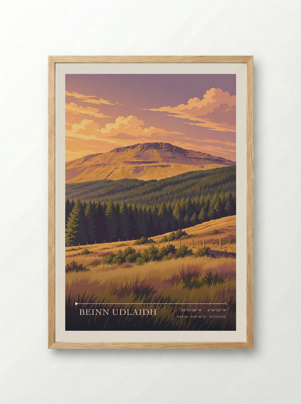 Beinn Udlaidh, Argyll and Bute | Travel Poster - Framed Print Wood