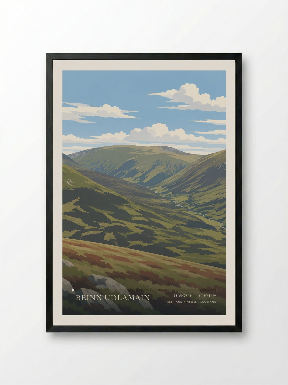 Beinn Udlamain, Perth and Kinross | Travel Poster - Framed Print Black