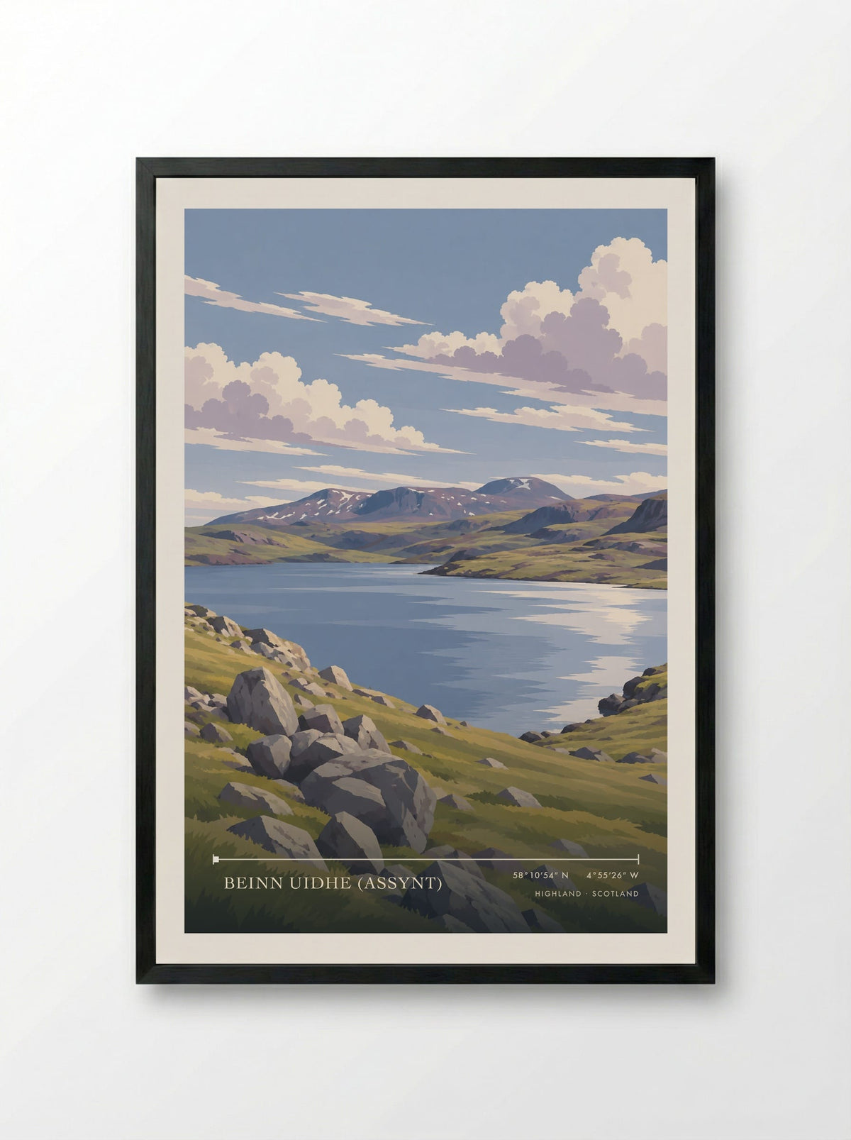 Beinn Uidhe (Assynt), Highland | Travel Poster - Framed Print Black