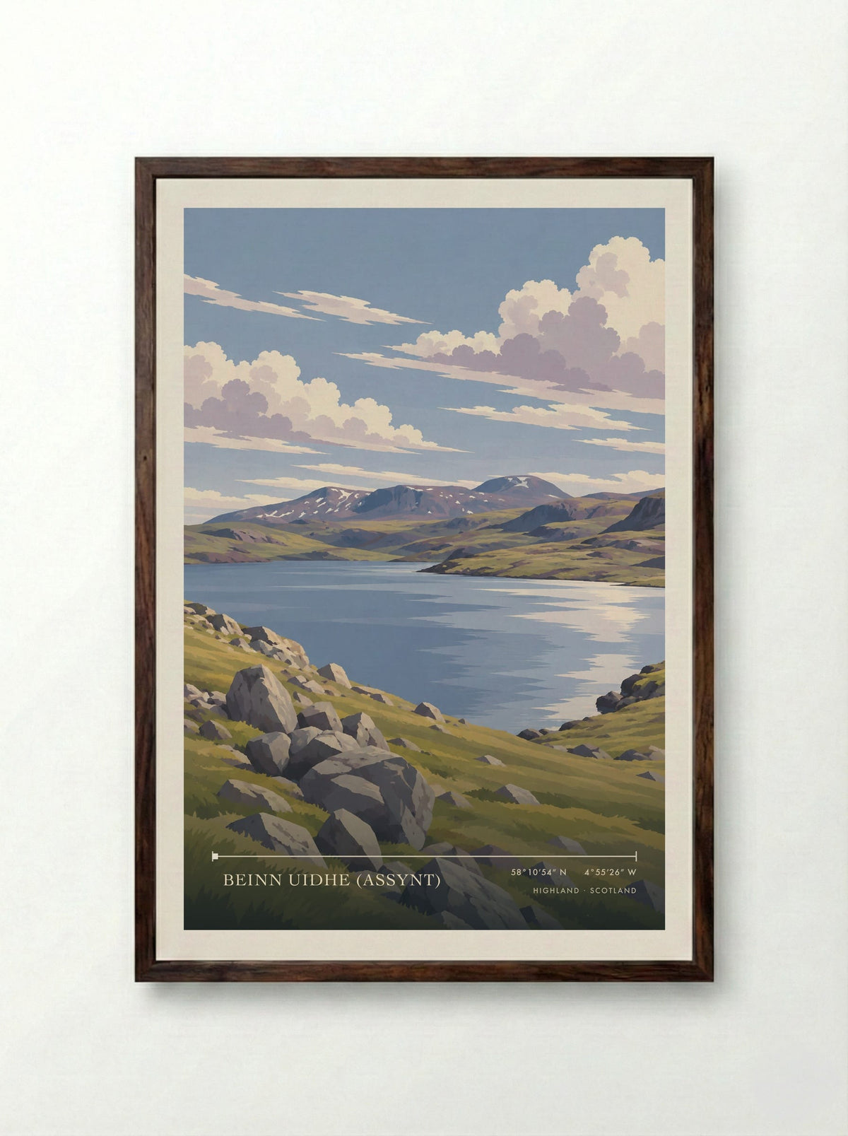 Beinn Uidhe (Assynt), Highland | Travel Poster - Framed Print Dark Wood