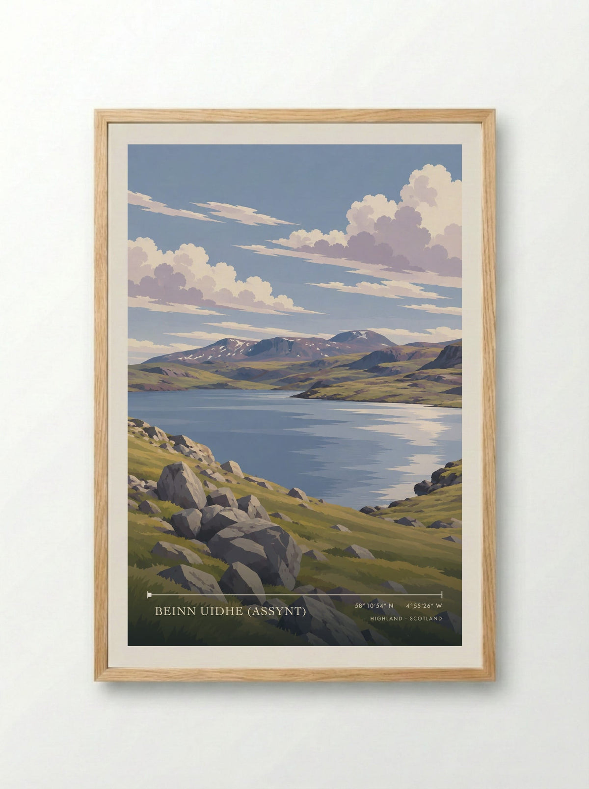 Beinn Uidhe (Assynt), Highland | Travel Poster - Framed Print Wood