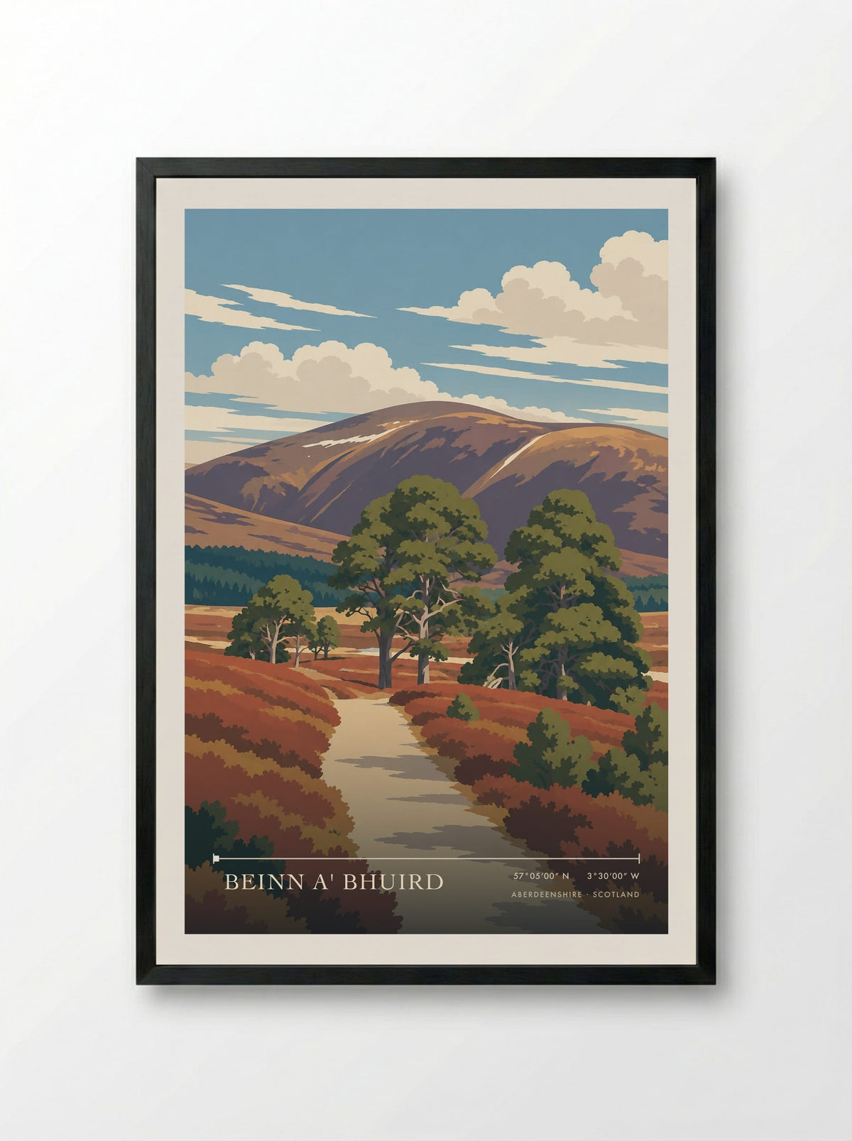 Beinn a' Bhuird, Aberdeenshire | Travel Poster - Framed Print Black