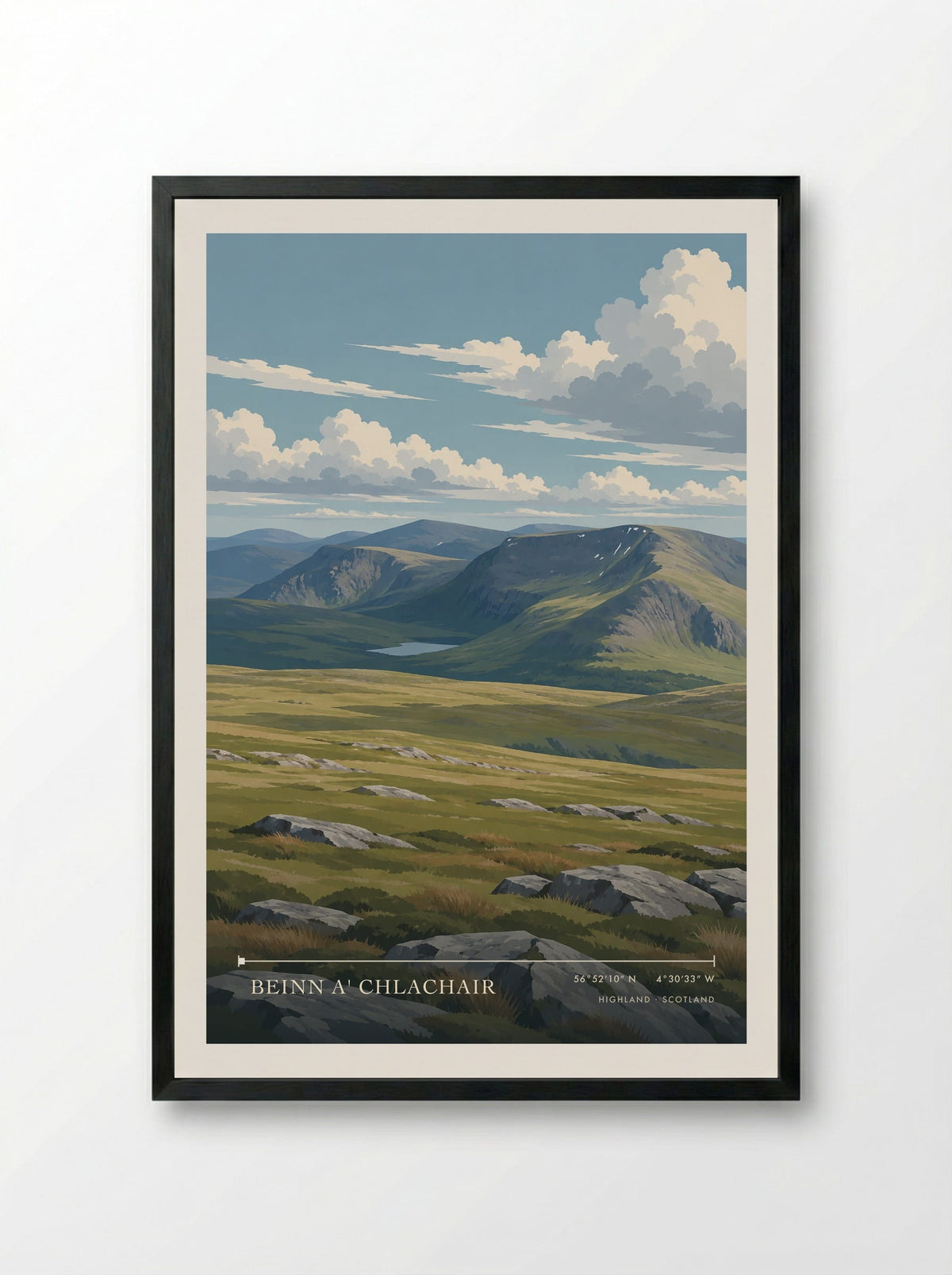 Beinn a' Chlachair, Highland | Travel Poster - Framed Print Black