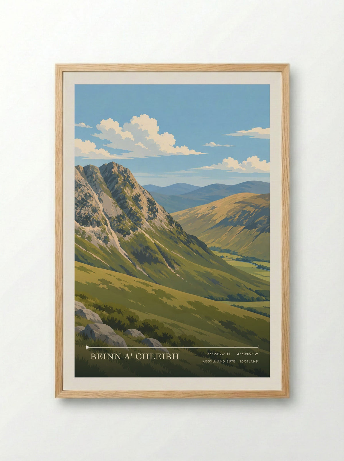 Beinn a' Chleibh, Argyll and Bute | Travel Poster - Framed Print Wood