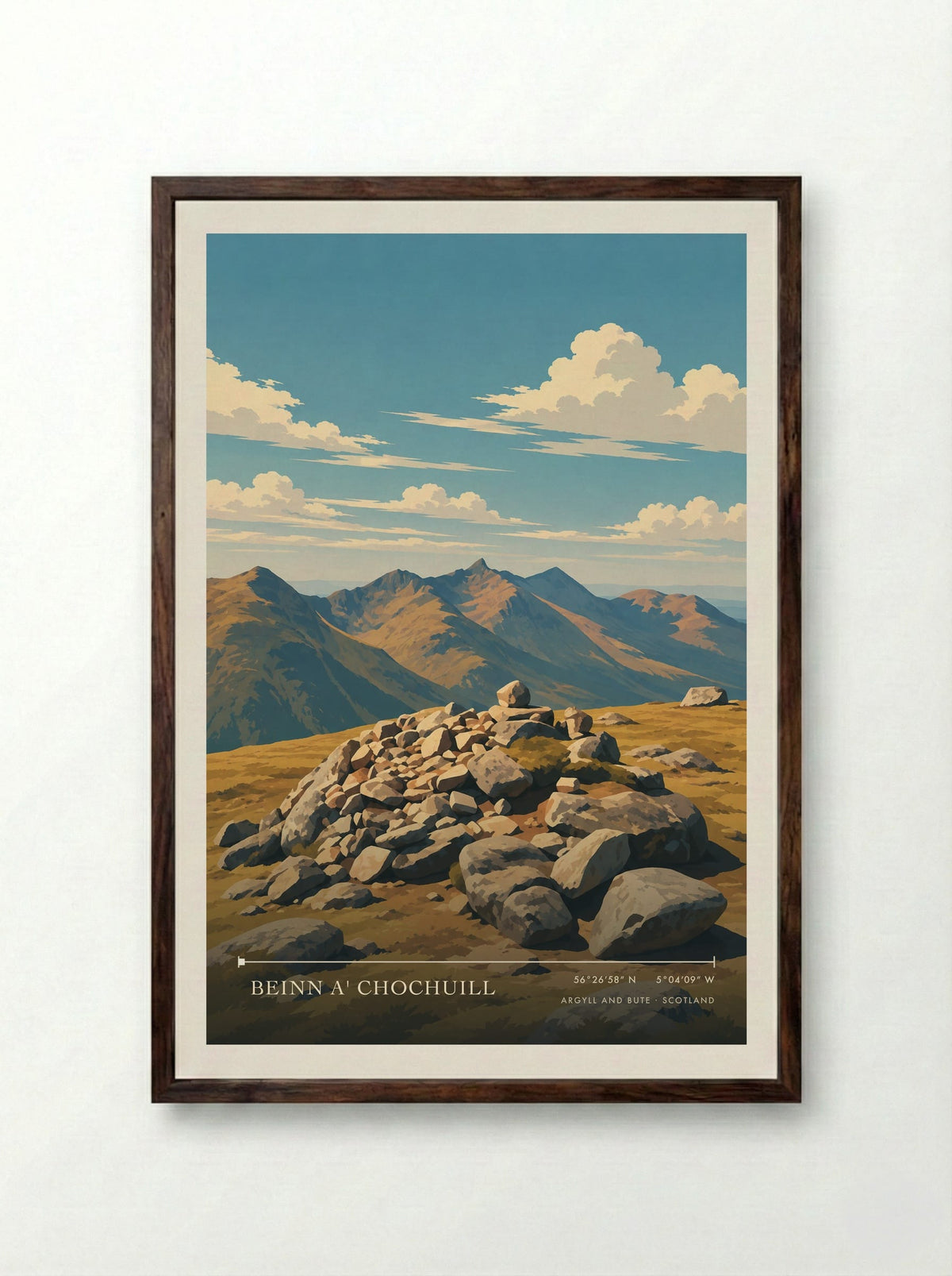 Beinn a' Chochuill, Argyll and Bute | Travel Poster - Framed Print Dark Wood
