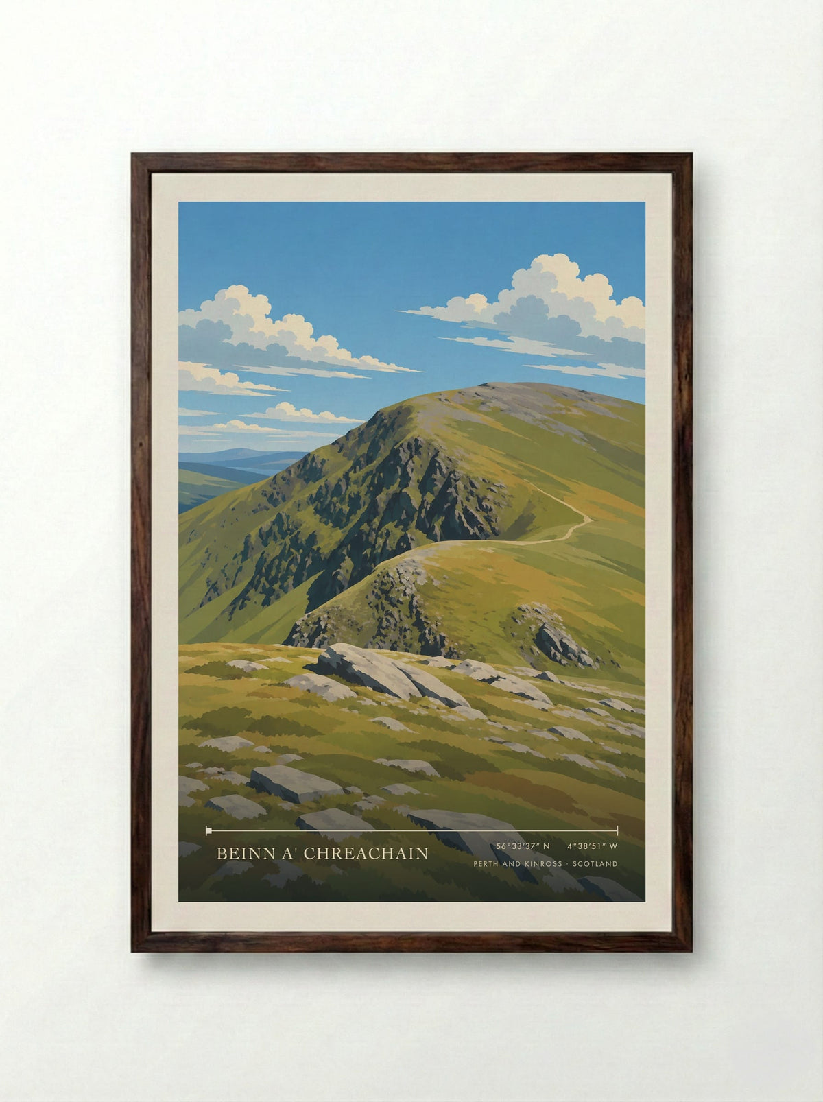 Beinn a' Chreachain, Perth and Kinross | Travel Poster - Framed Print Dark Wood
