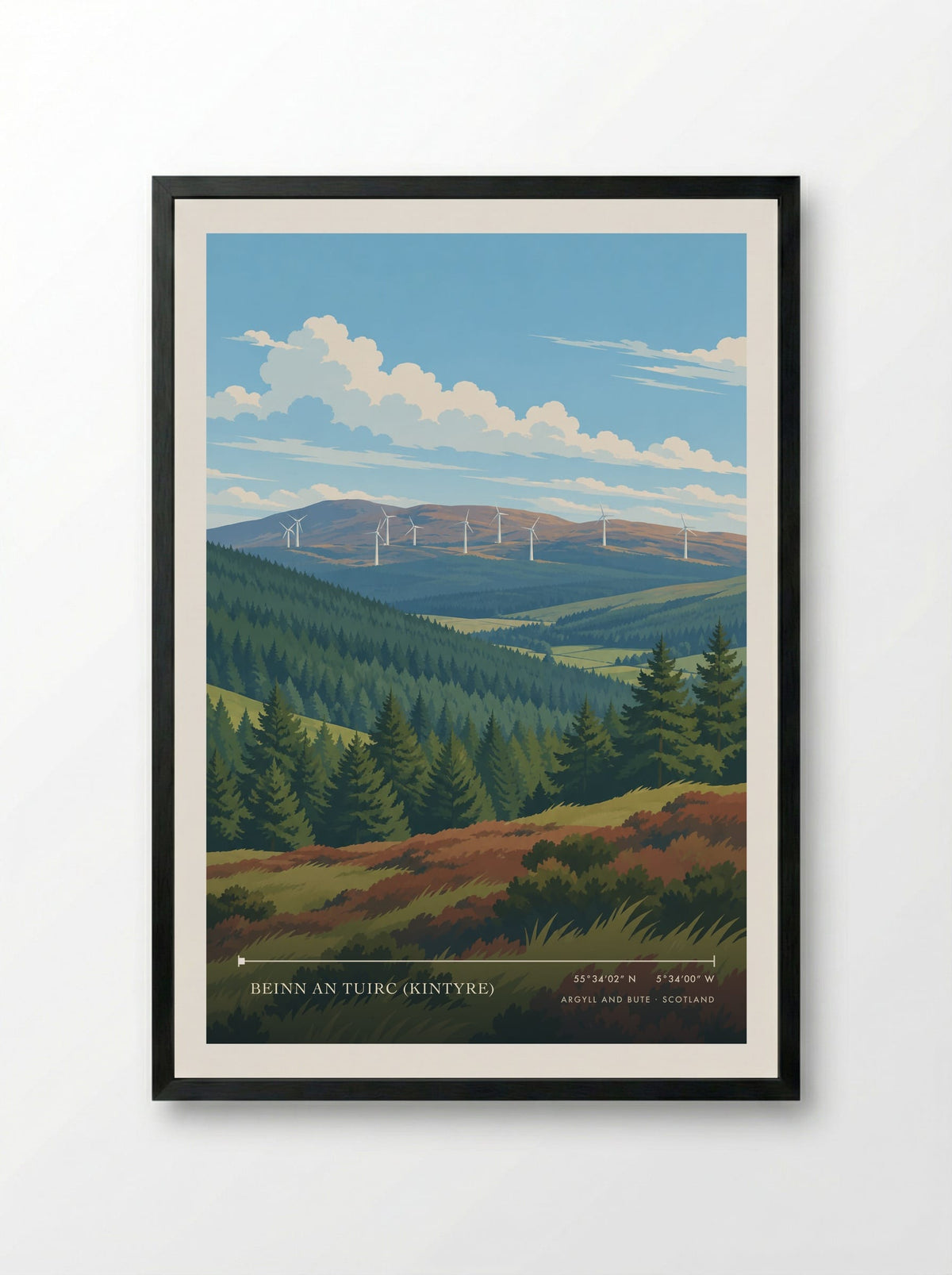 Beinn an Tuirc (Kintyre), Argyll and Bute | Travel Poster - Framed Print Black