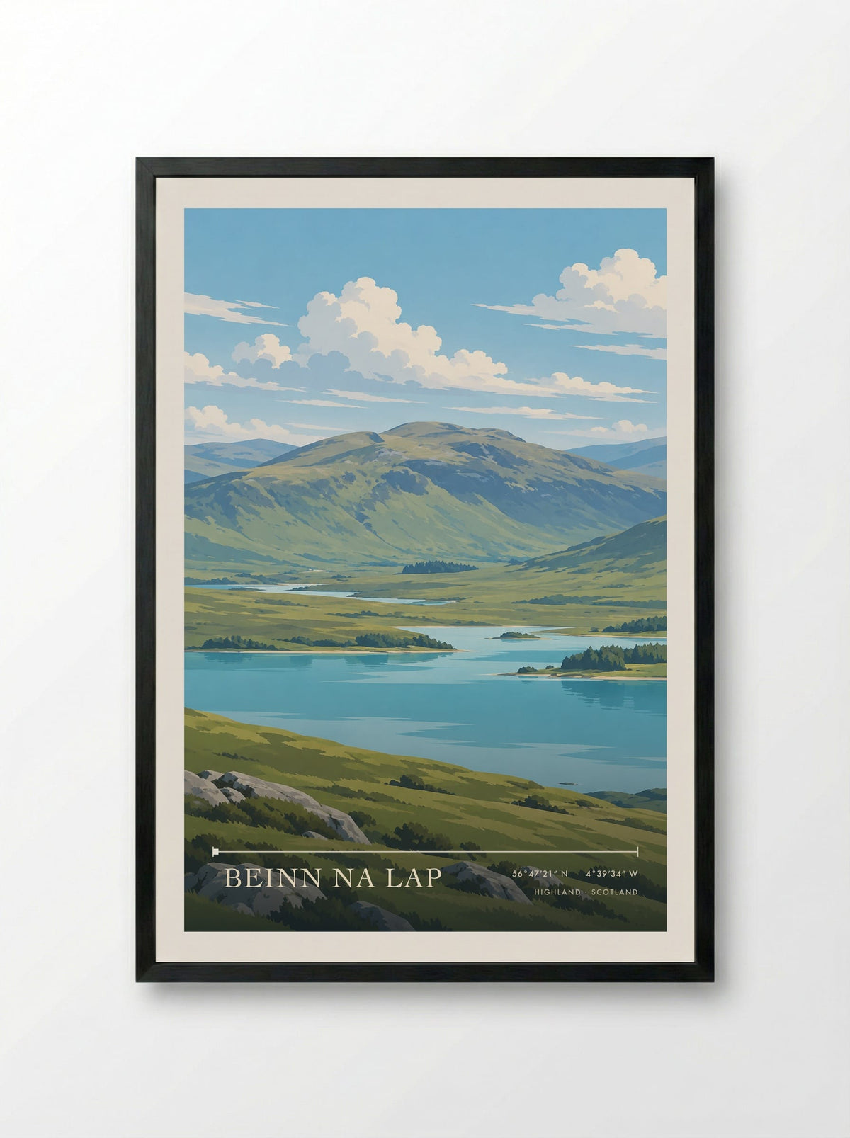 Beinn na Lap, Highland | Travel Poster - Framed Print Black