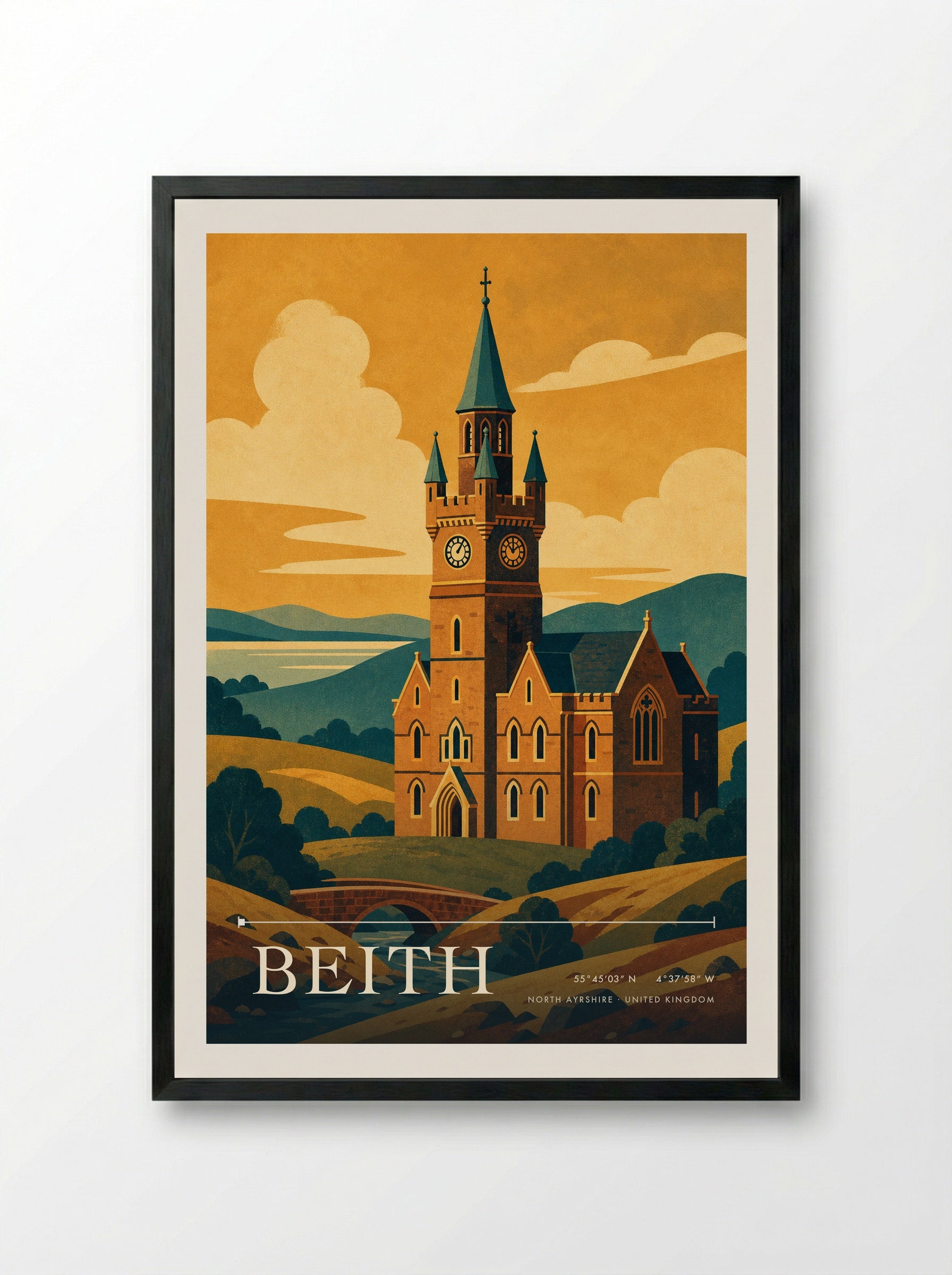 Beith North Ayrshire United Kingdom Travel Poster - Framed Print Black