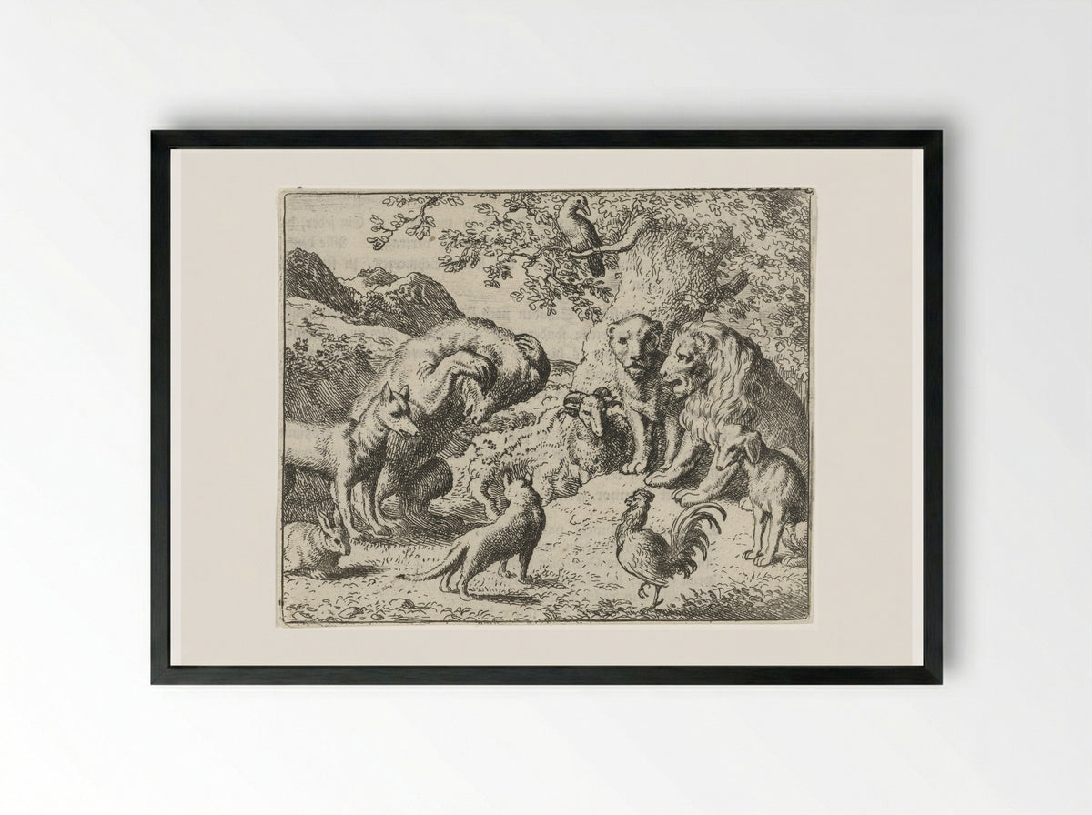 Beklag van Bruun de beer - Allaert van Everdingen - Framed Print Black