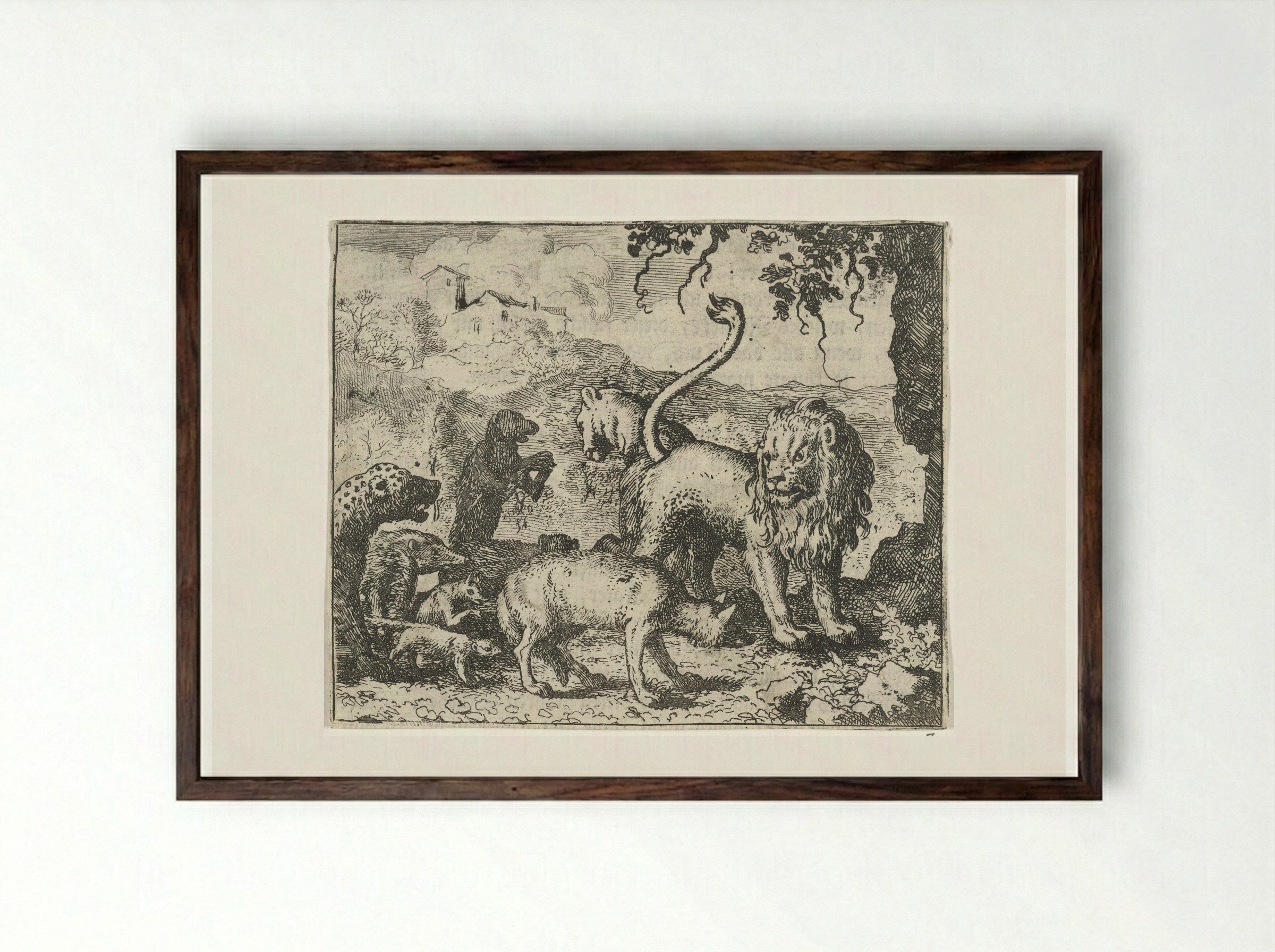 Beklag van Isengrijn de wolf - Allaert van Everdingen - Framed Print Dark Wood