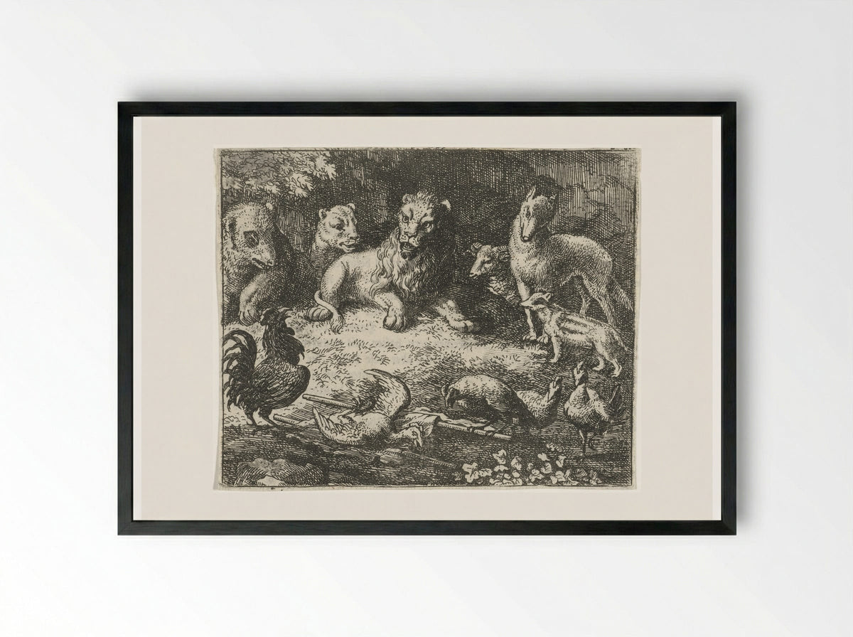 Beklag van de haan - Allaert van Everdingen - Framed Print Black