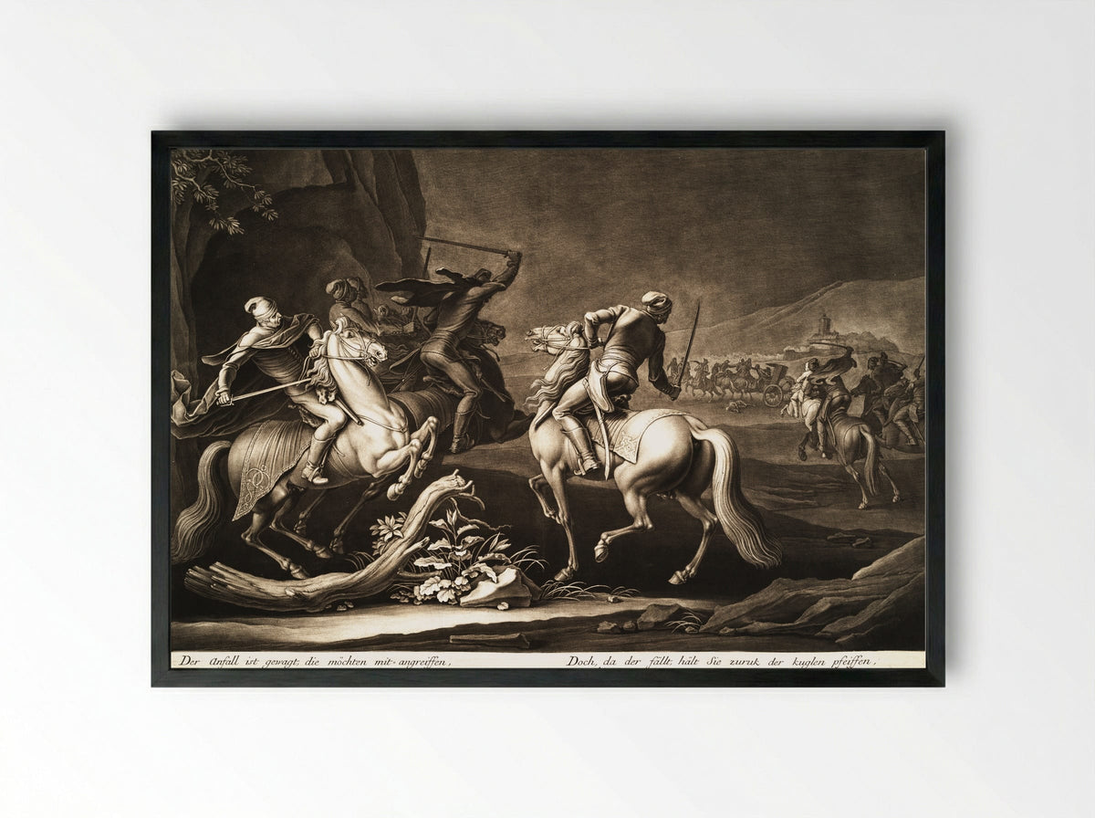 Beleg van Augsburg, 1704 - Georg Philipp Rugendas (I) - Framed Print Black