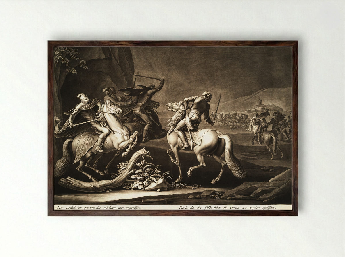 Beleg van Augsburg, 1704 - Georg Philipp Rugendas (I) - Framed Print Dark Wood