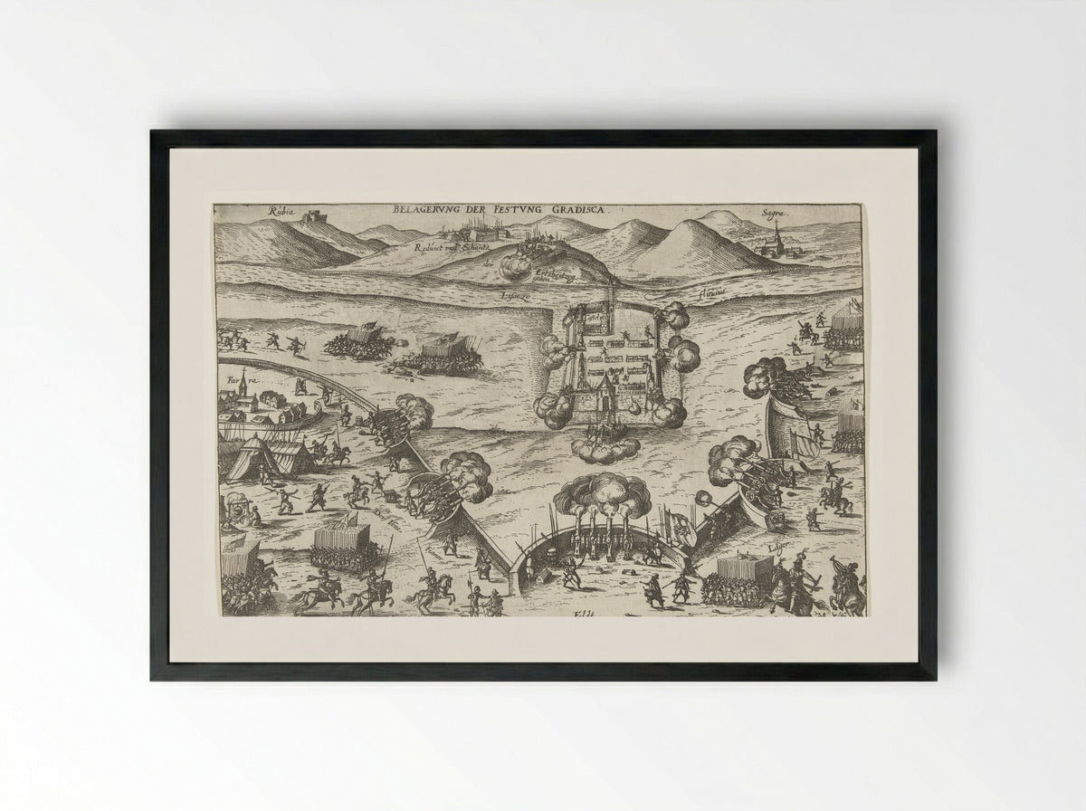 Beleg van de vesting Gradisca - Georg Keller - Framed Print Black