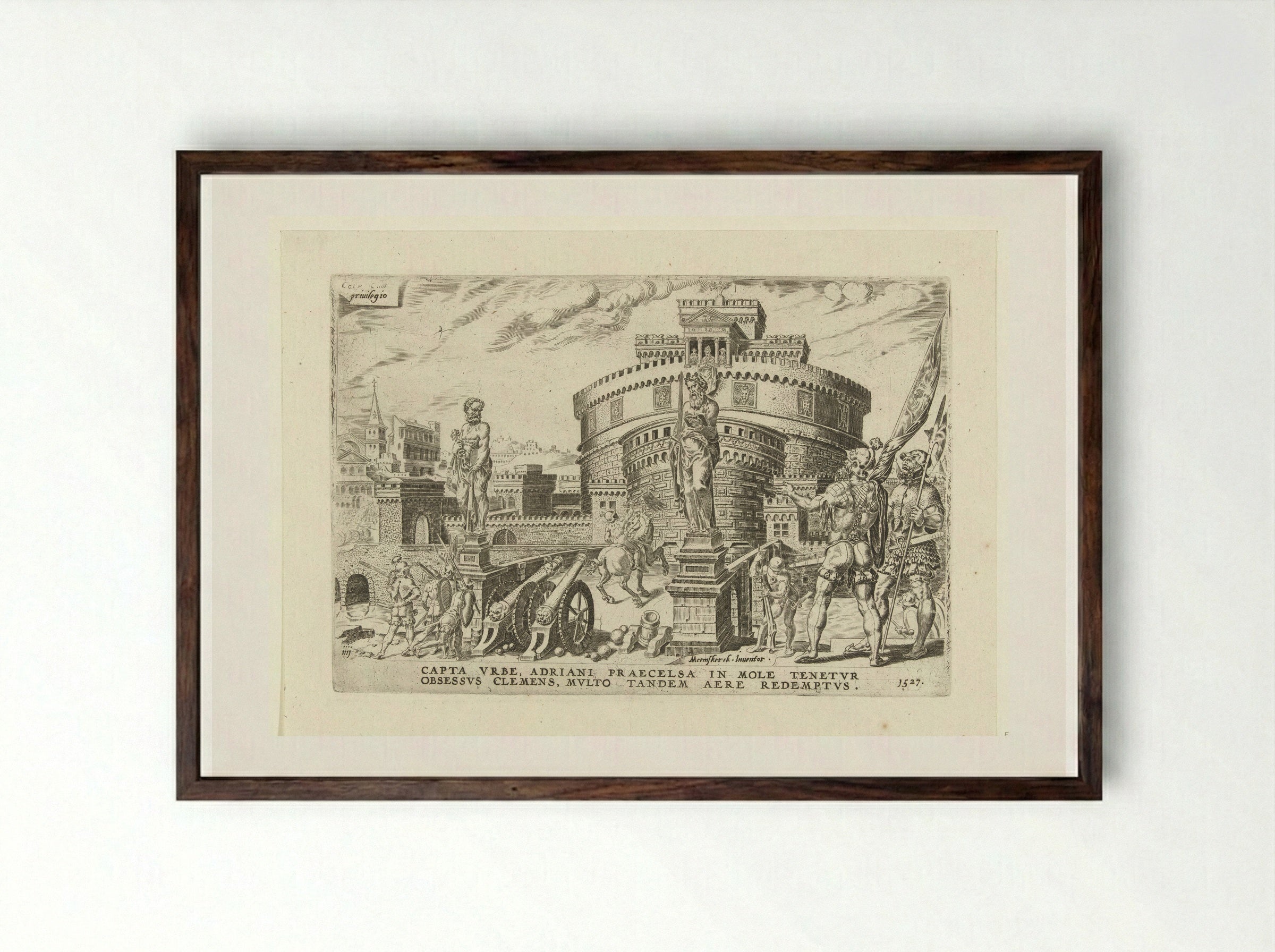 Belegering van de Engelenburcht - Dirck Volckertsz. Coornhert - Framed Print Dark Wood
