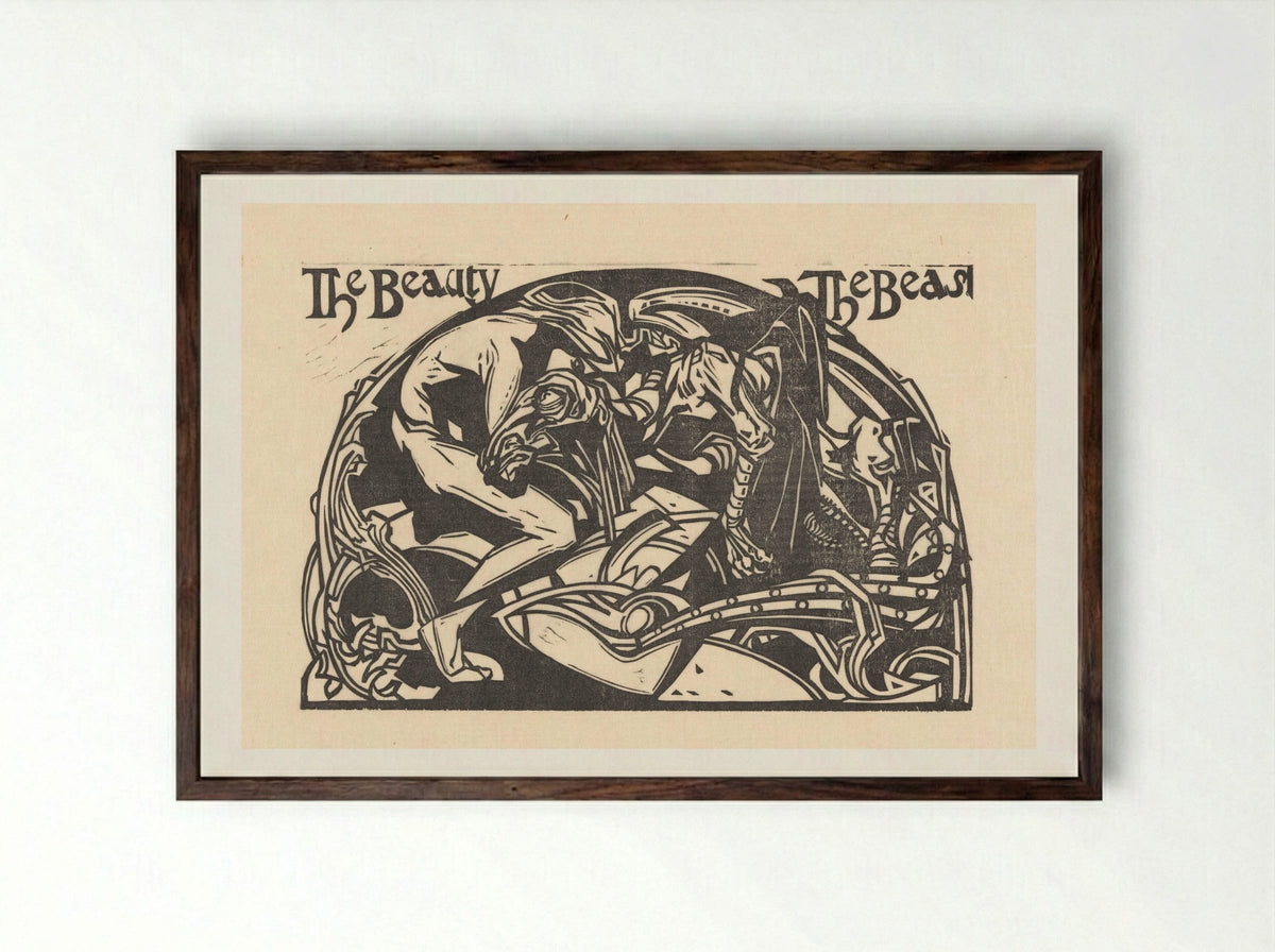Belle en het Beest - Johannes Josephus Aarts - Framed Print Dark Wood