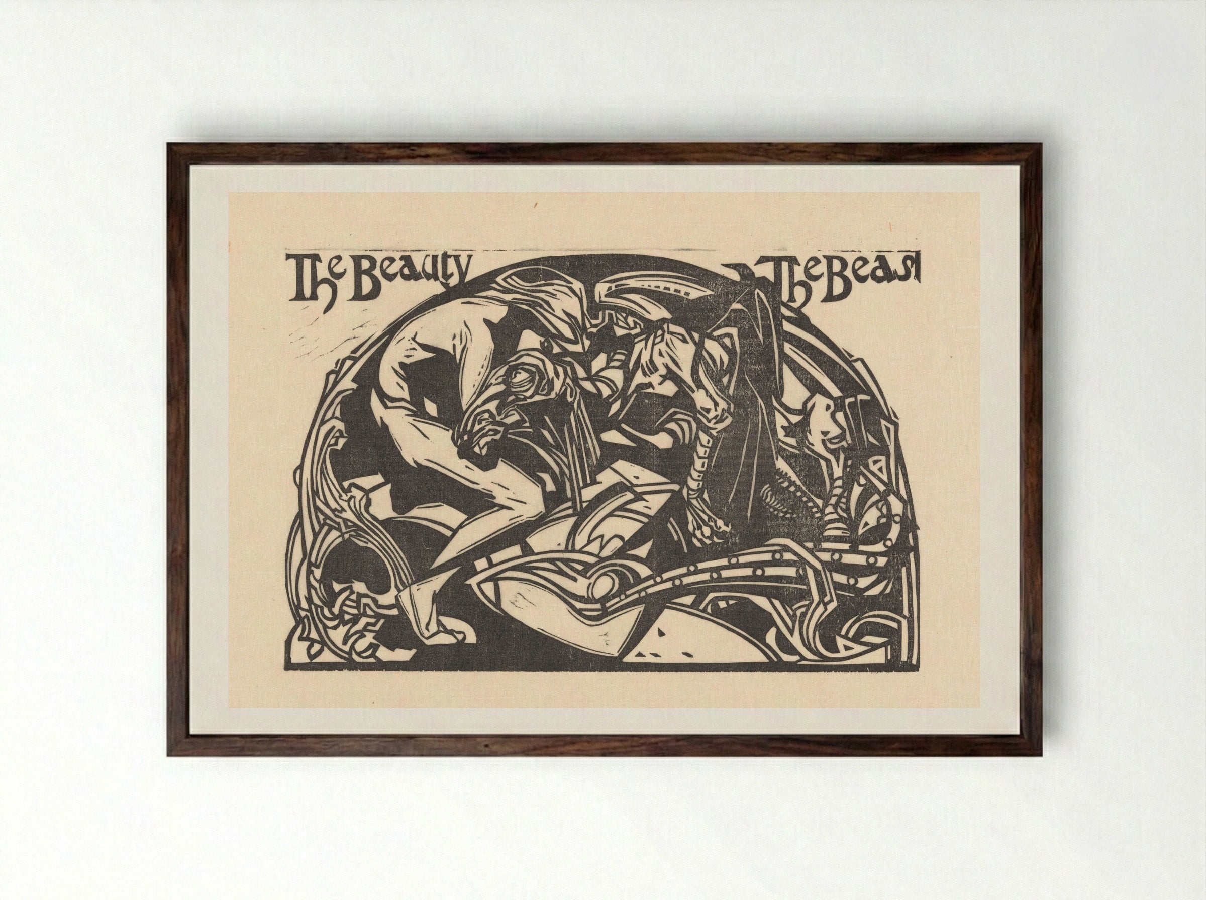 Belle en het Beest - Johannes Josephus Aarts - Framed Print Dark Wood