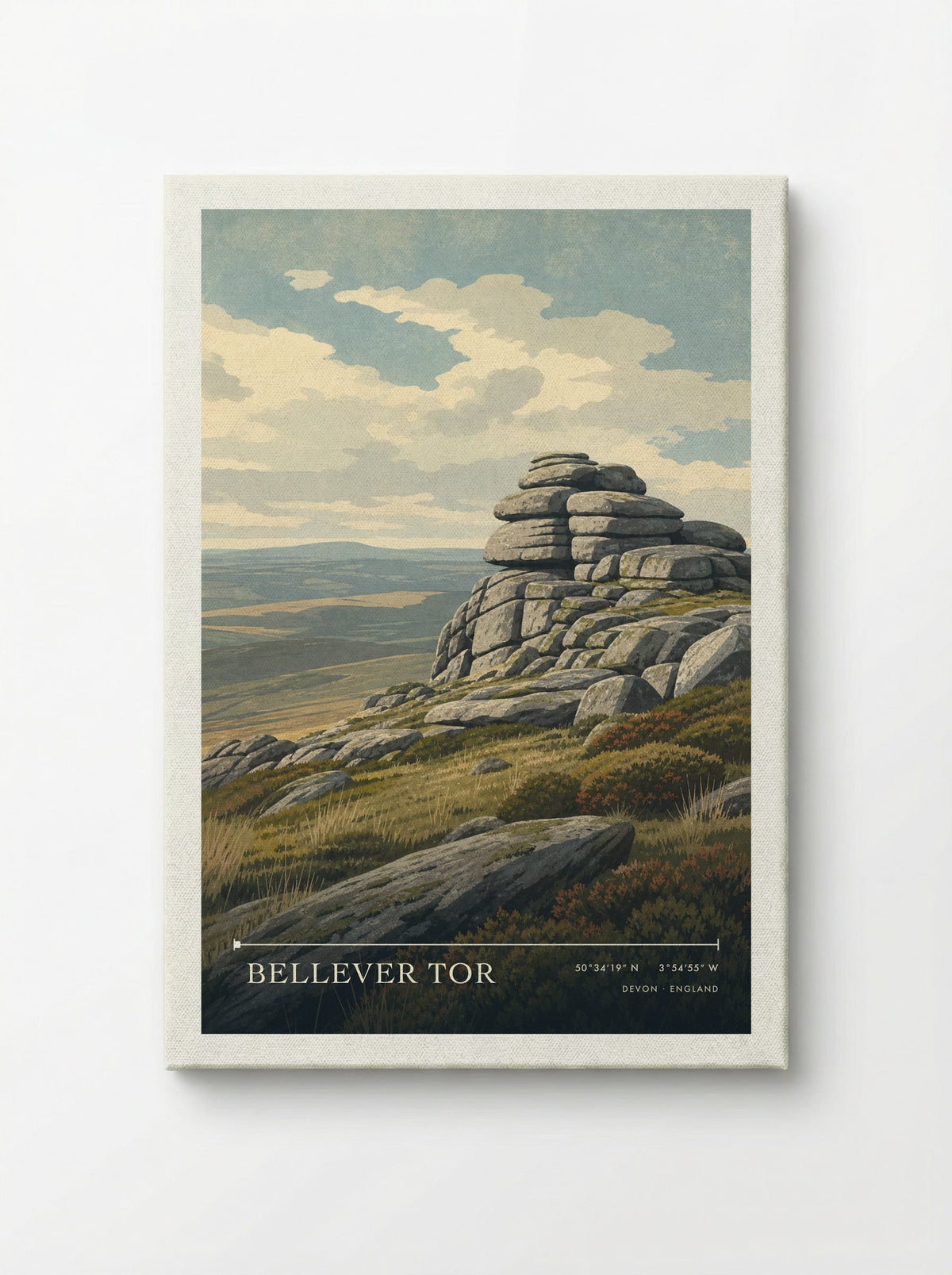 Bellever Tor Devon England Travel Poster - Canvas