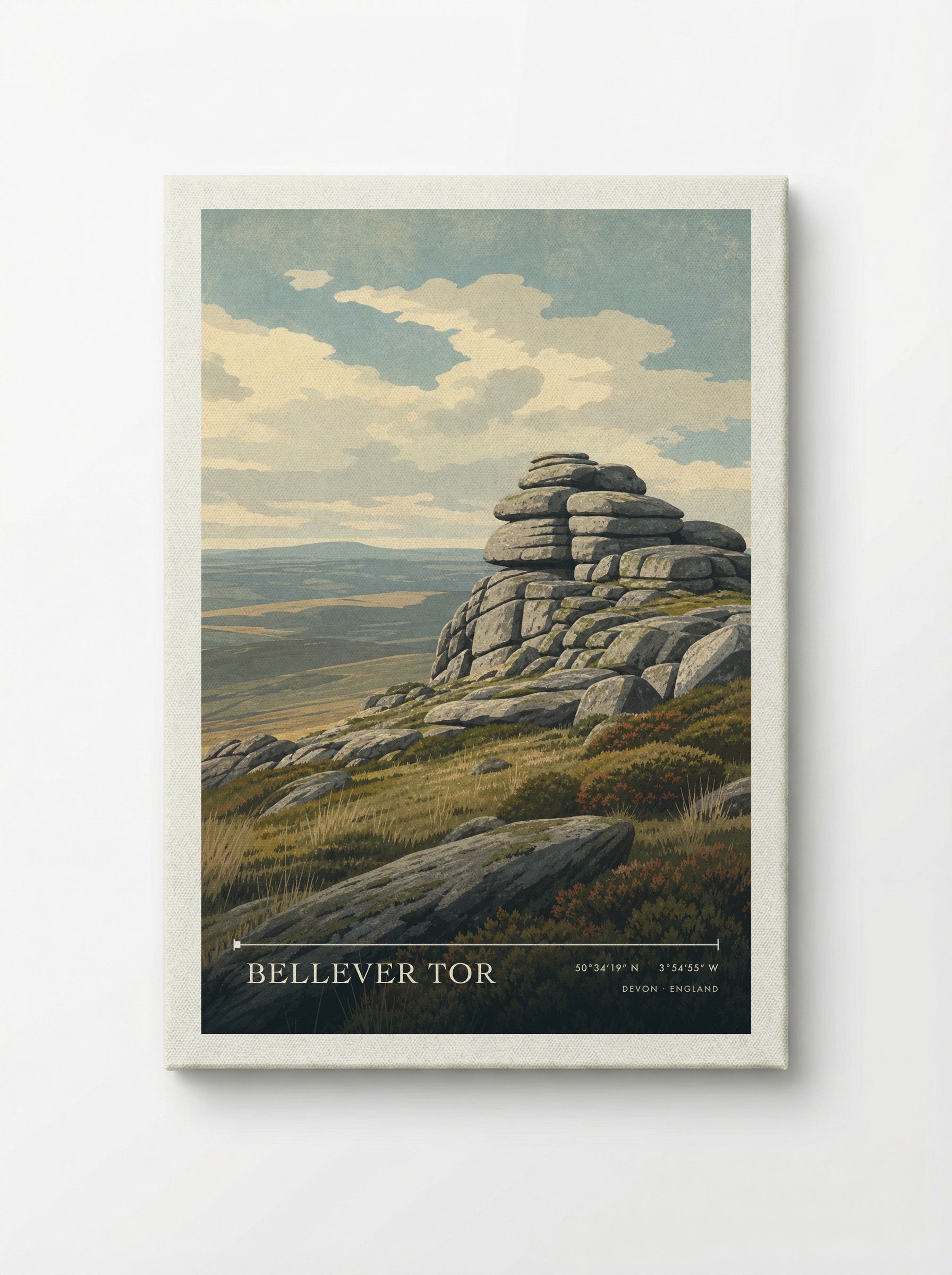 Bellever Tor Devon England Travel Poster - Canvas