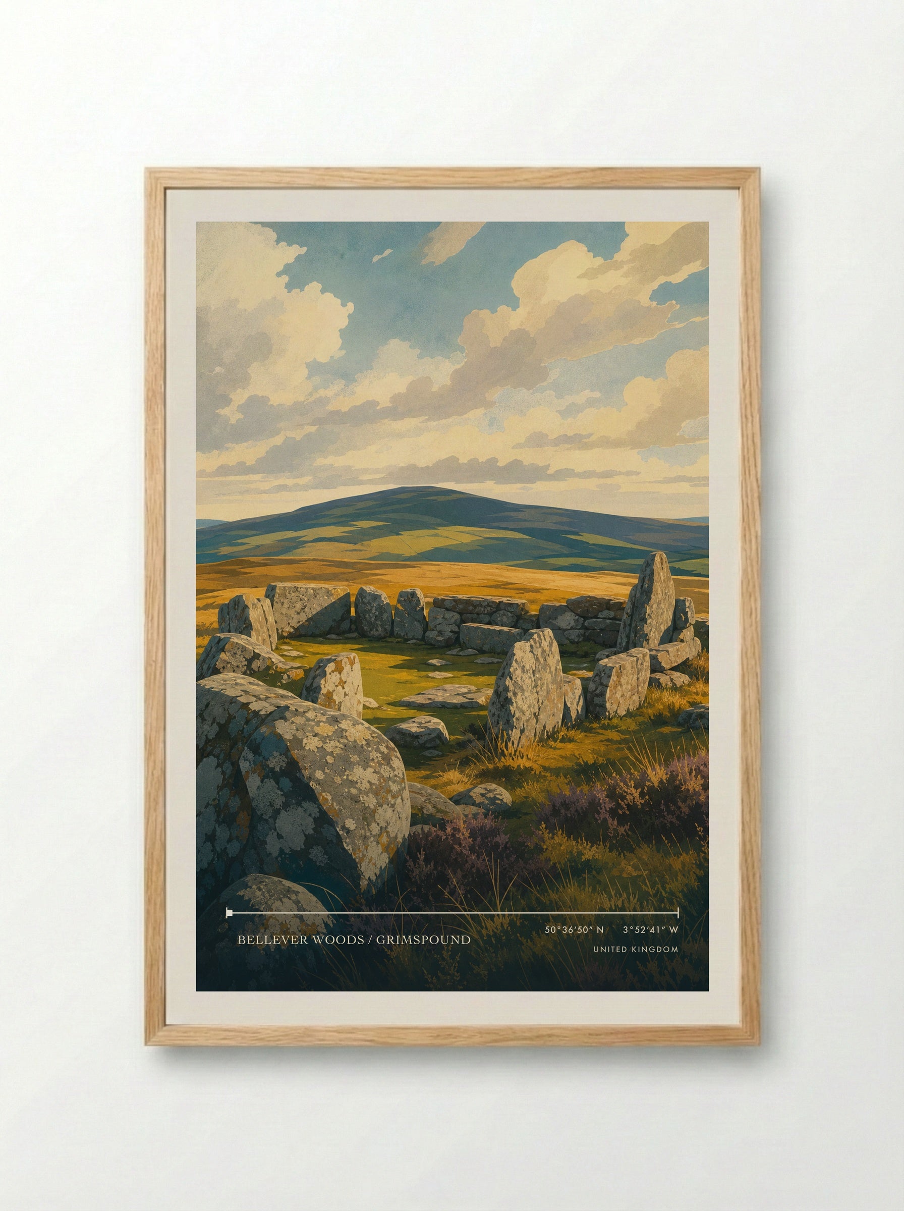 Bellever Woods / Grimspound United Kingdom Travel Poster - Framed Print Wood