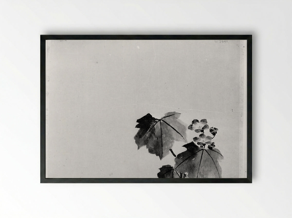 Bellflower (Ink Wash Study) - Hokusai School - Framed Print Black