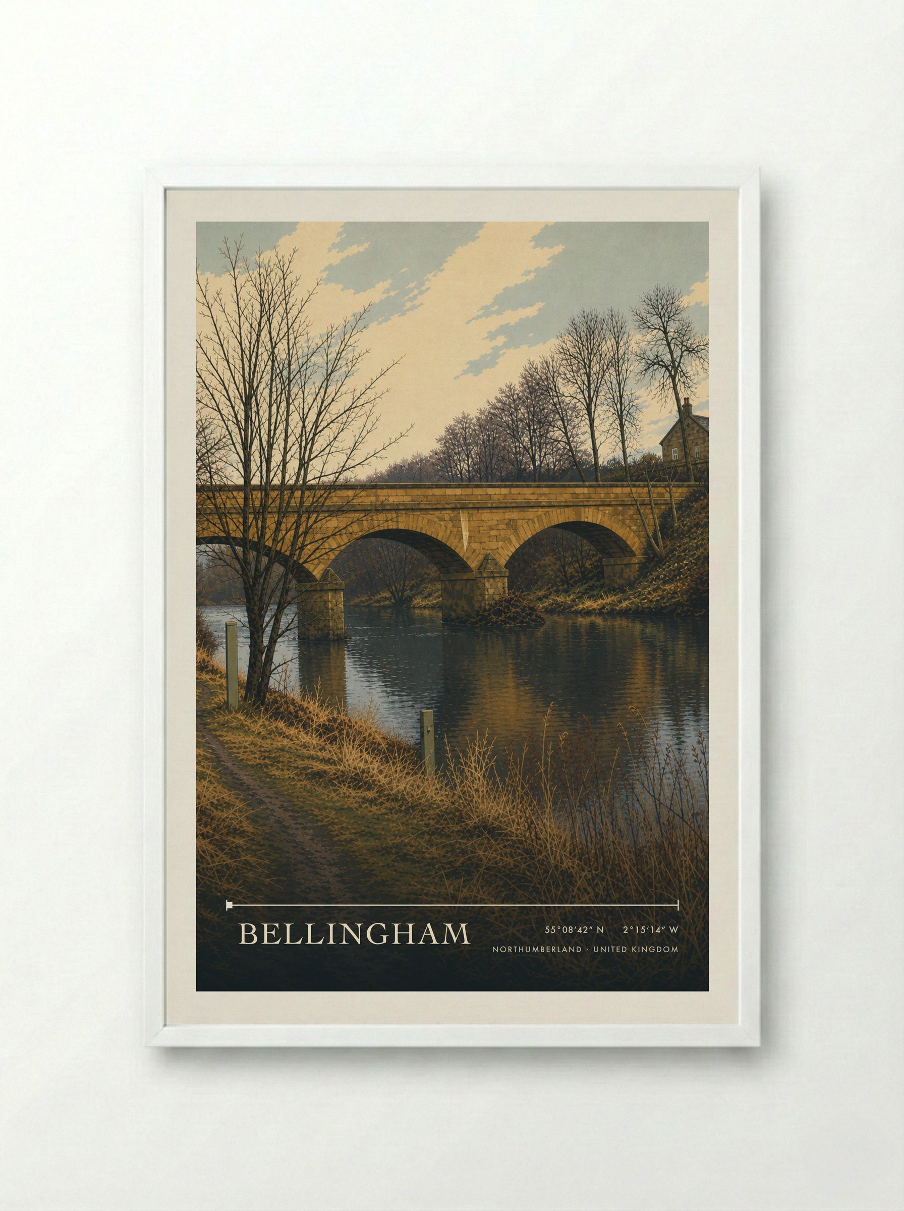 Bellingham Northumberland United Kingdom Travel Poster - Framed Print White