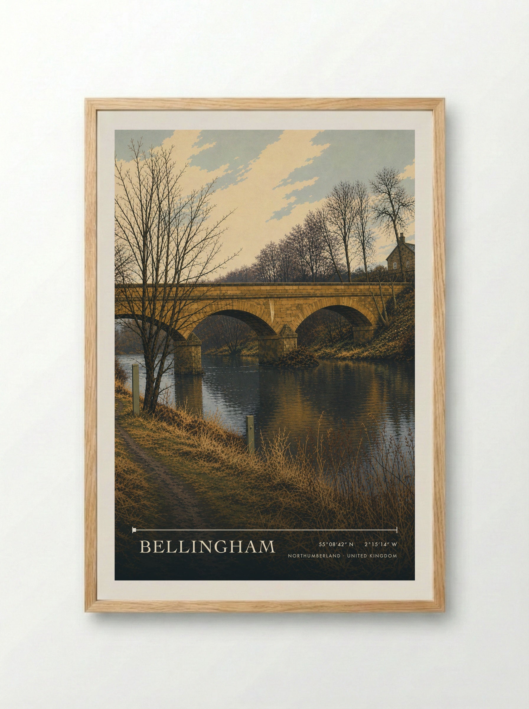 Bellingham Northumberland United Kingdom Travel Poster - Framed Print Wood