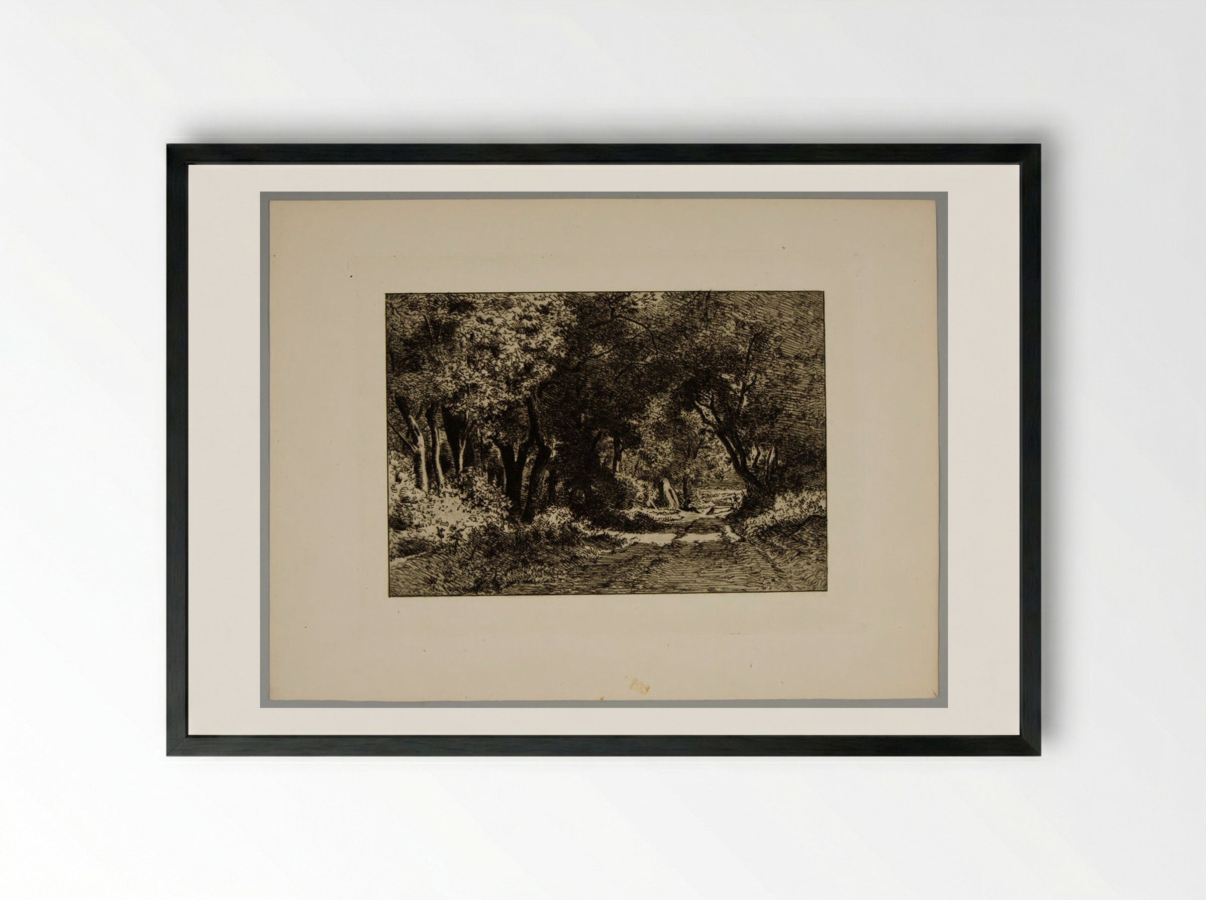 Below the Wood - Charles-Émile Jacque - Framed Print Black