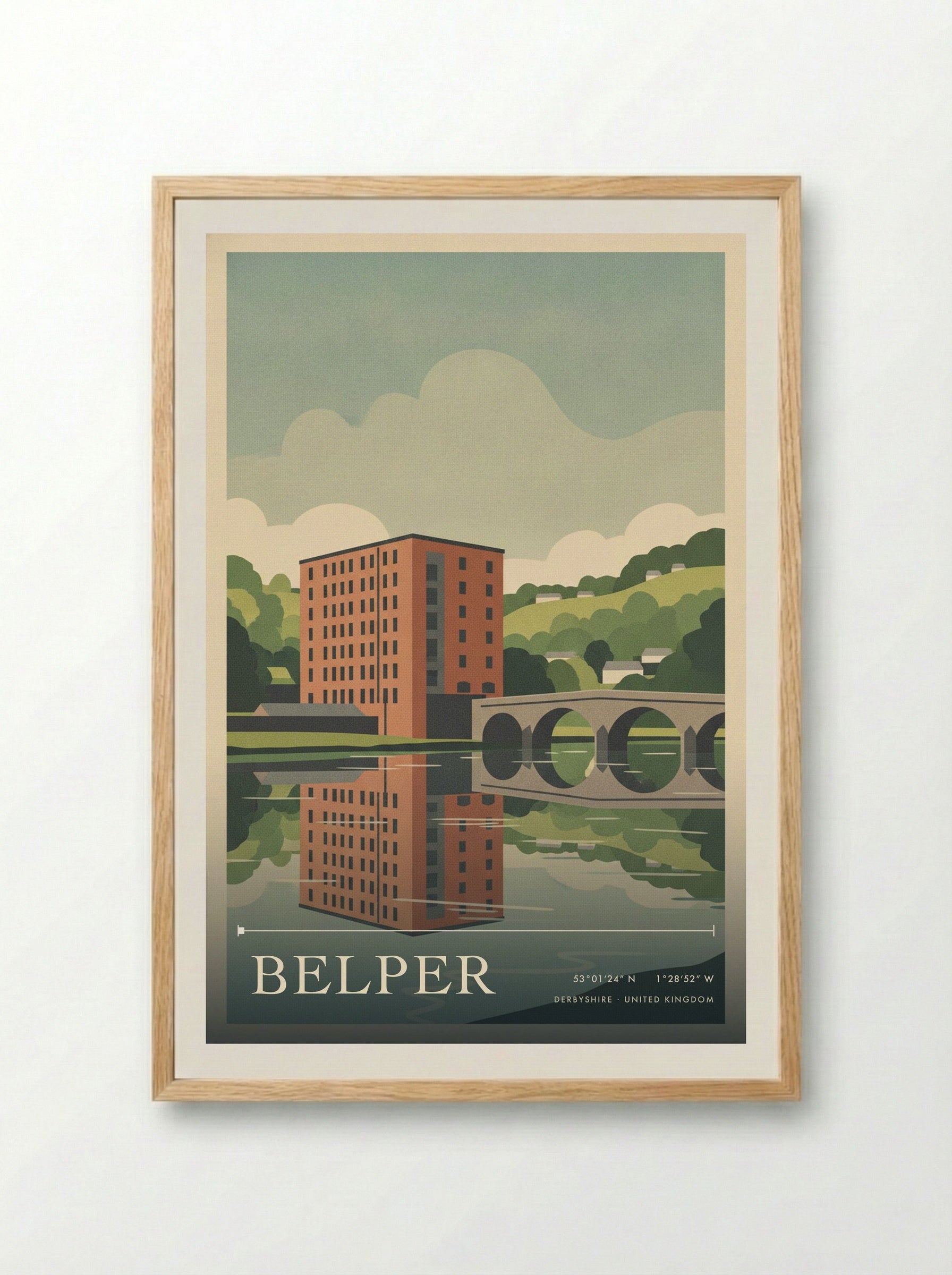 Belper Derbyshire United Kingdom Travel Poster - Framed Print Wood