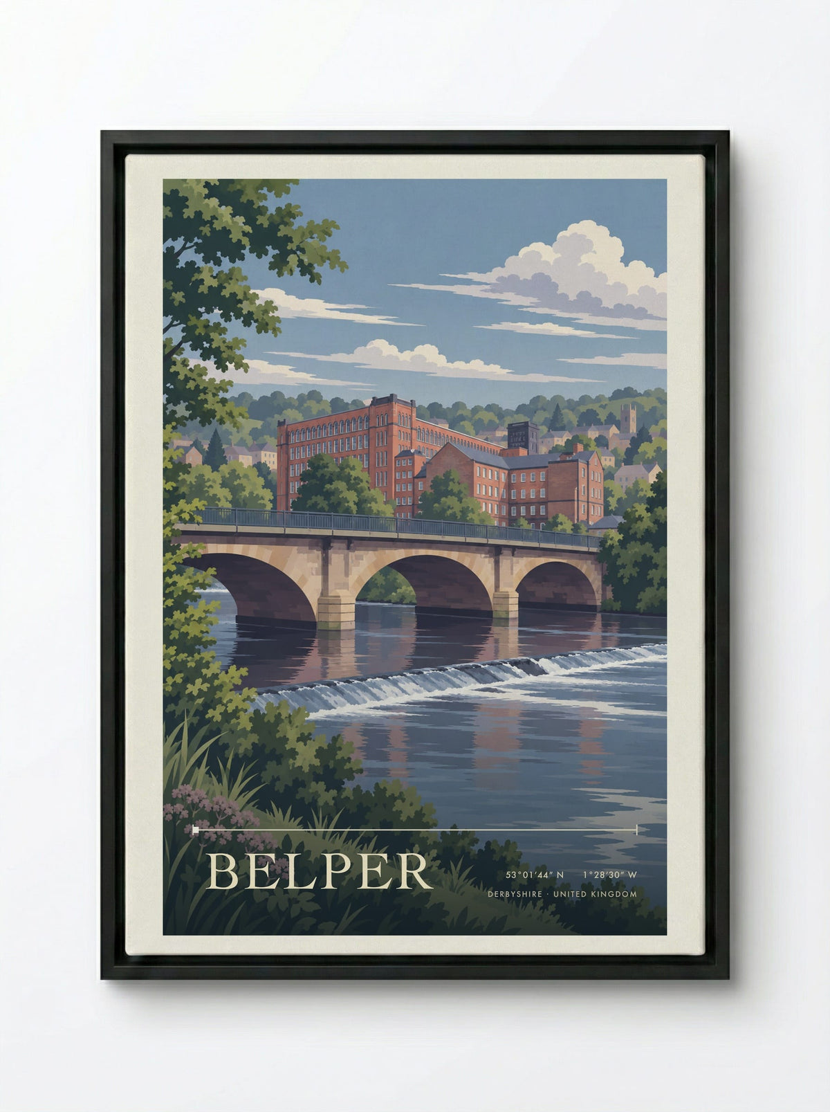 Belper, Derbyshire | Travel Poster - Framed Canvas Black