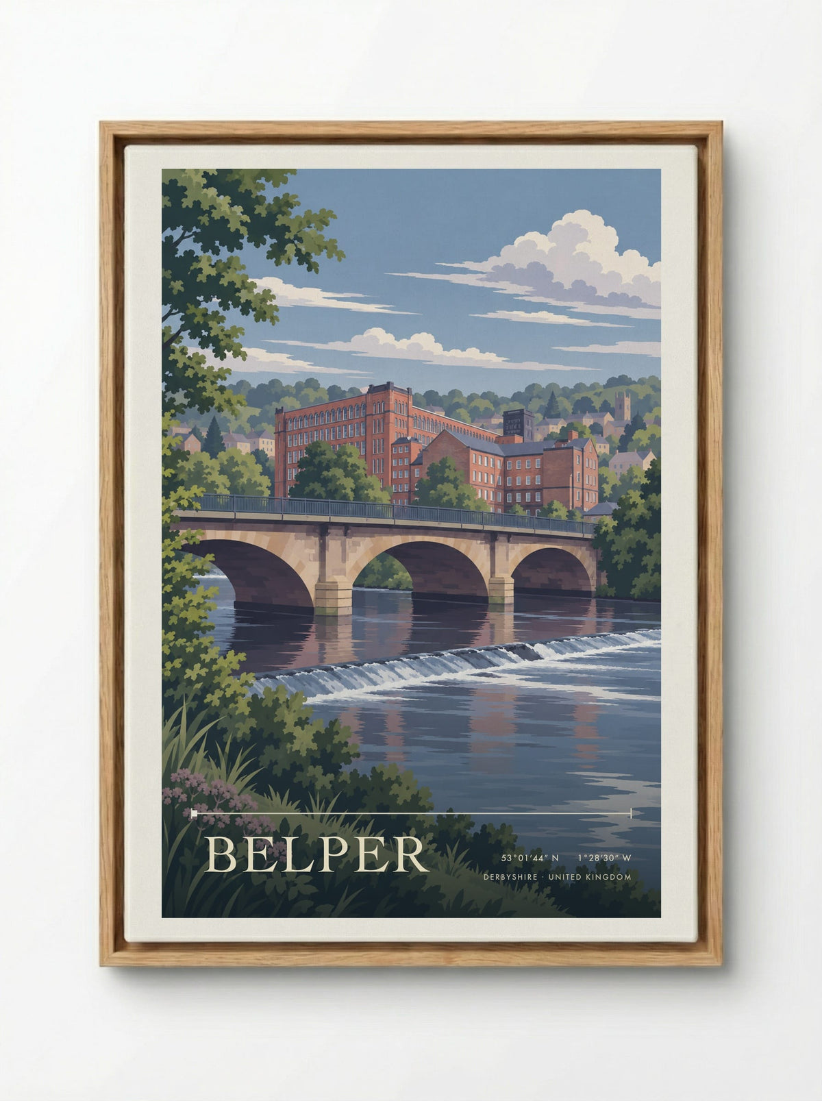 Belper, Derbyshire | Travel Poster - Framed Canvas Wood