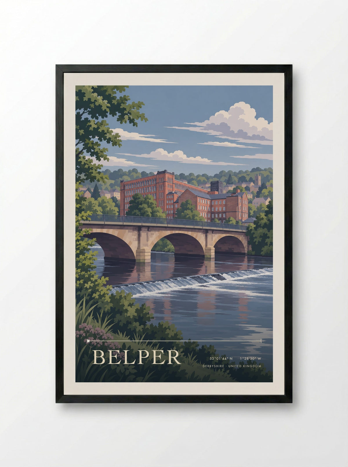 Belper, Derbyshire | Travel Poster - Framed Print Black