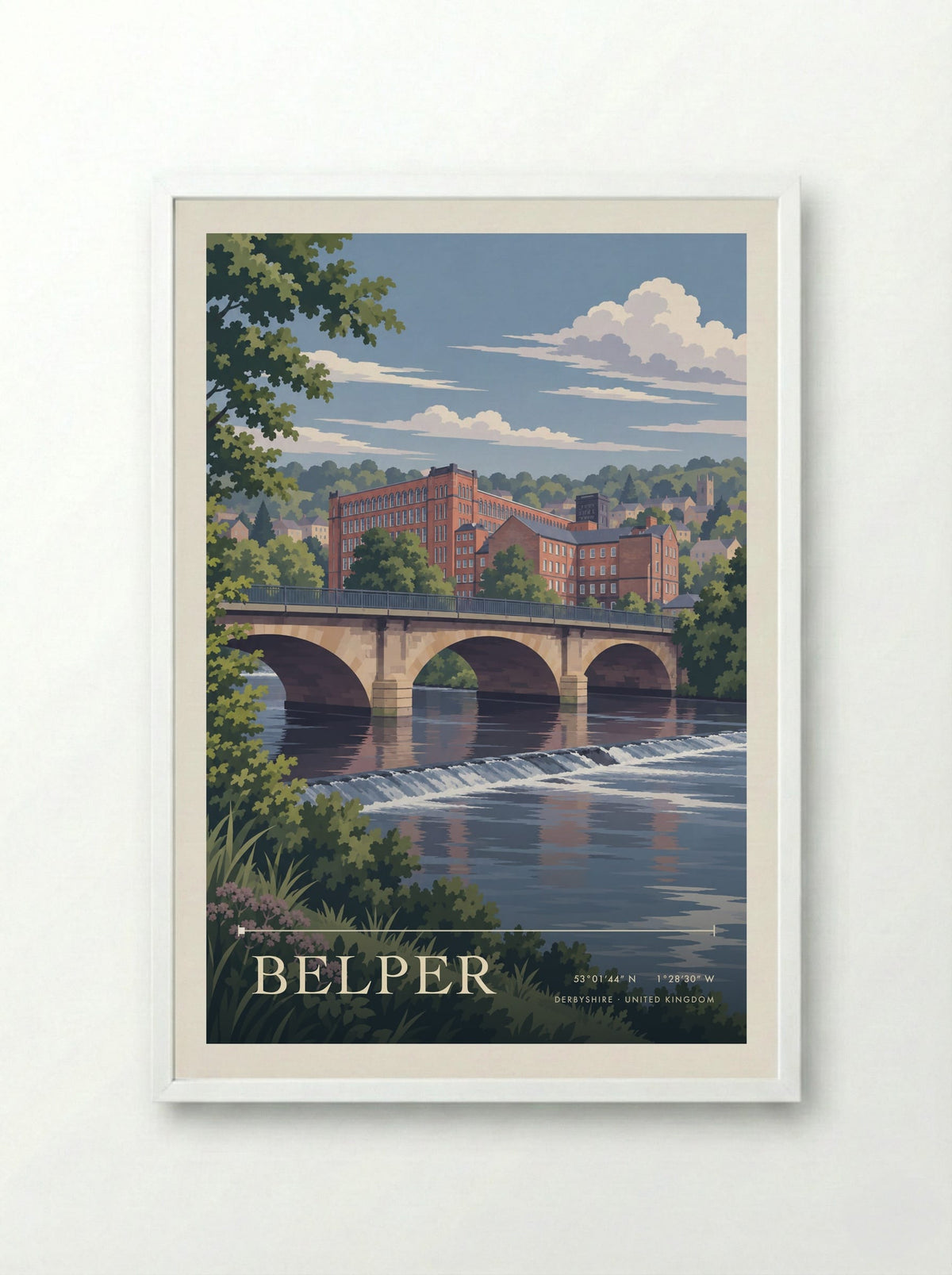 Belper, Derbyshire | Travel Poster - Framed Print White