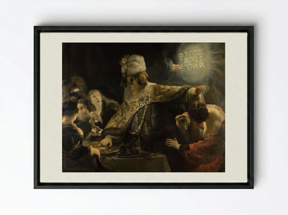 Belshazzar's Feast - Rembrandt van Rijn - Framed Canvas Black