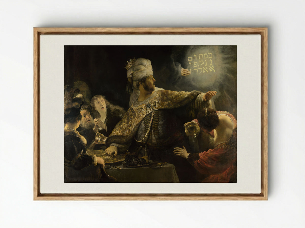 Belshazzar's Feast - Rembrandt van Rijn - Framed Canvas Wood
