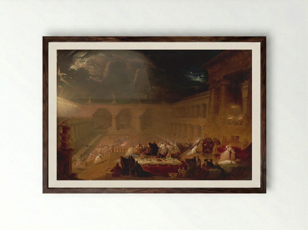 Belshazzar's Feast - John Martin - Framed Print Dark Wood
