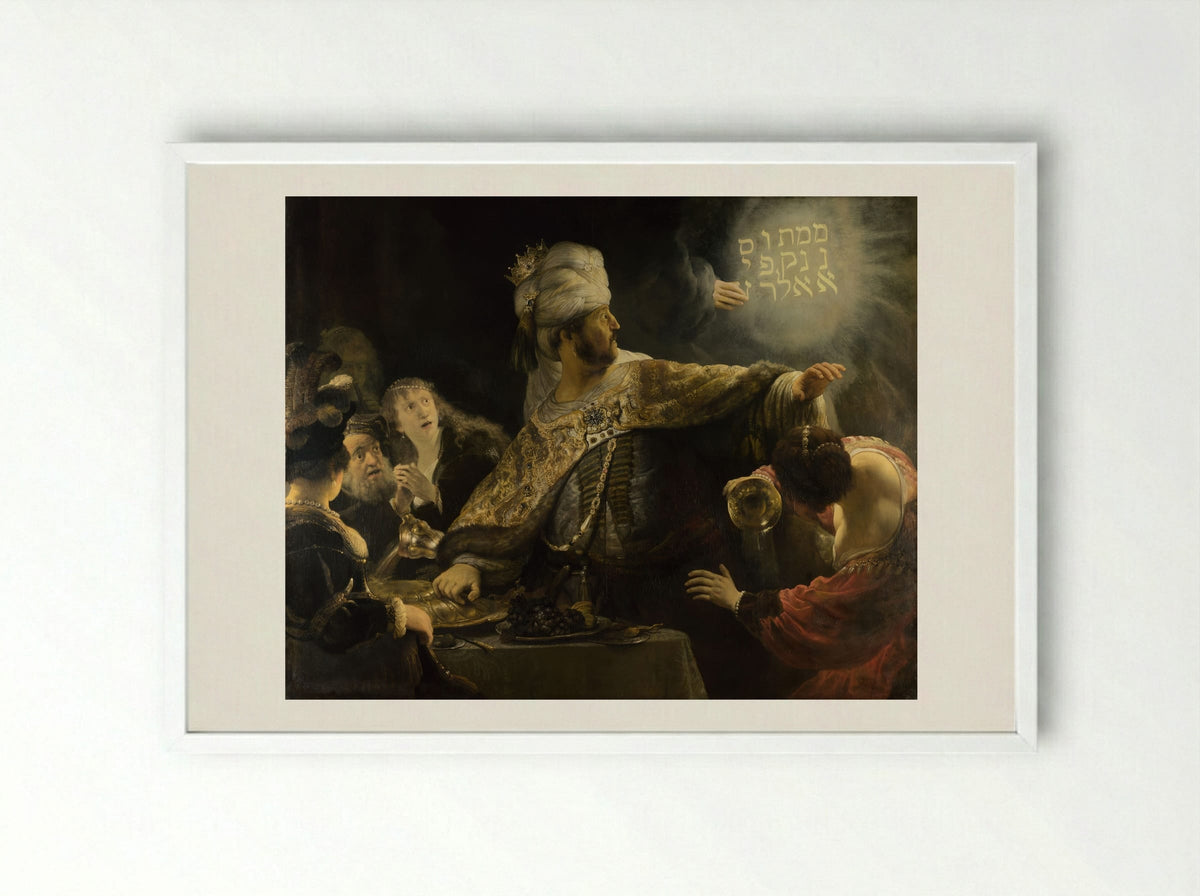 Belshazzar's Feast - Rembrandt van Rijn - Framed Print White