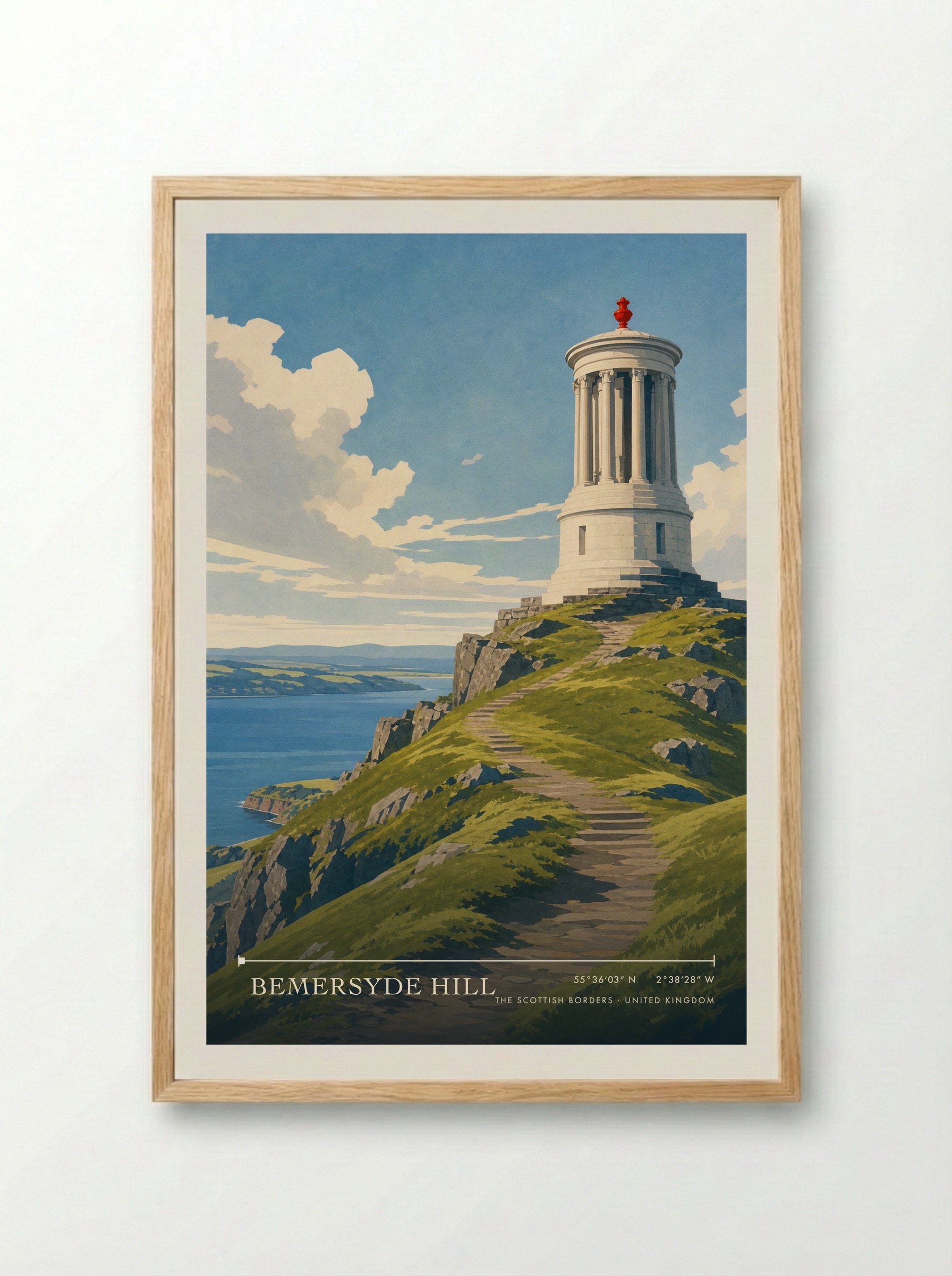 Bemersyde Hill The Scottish Borders United Kingdom Travel Poster - Framed Print Wood