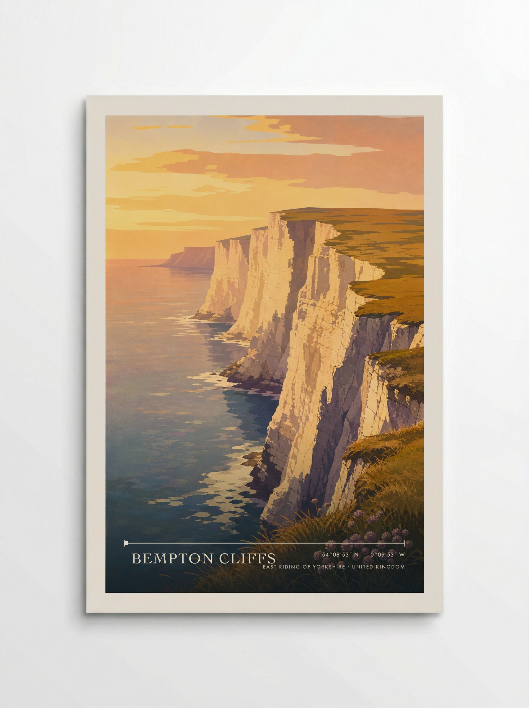 Bempton Cliffs East Riding of Yorkshire United Kingdom Travel Poster - Poster