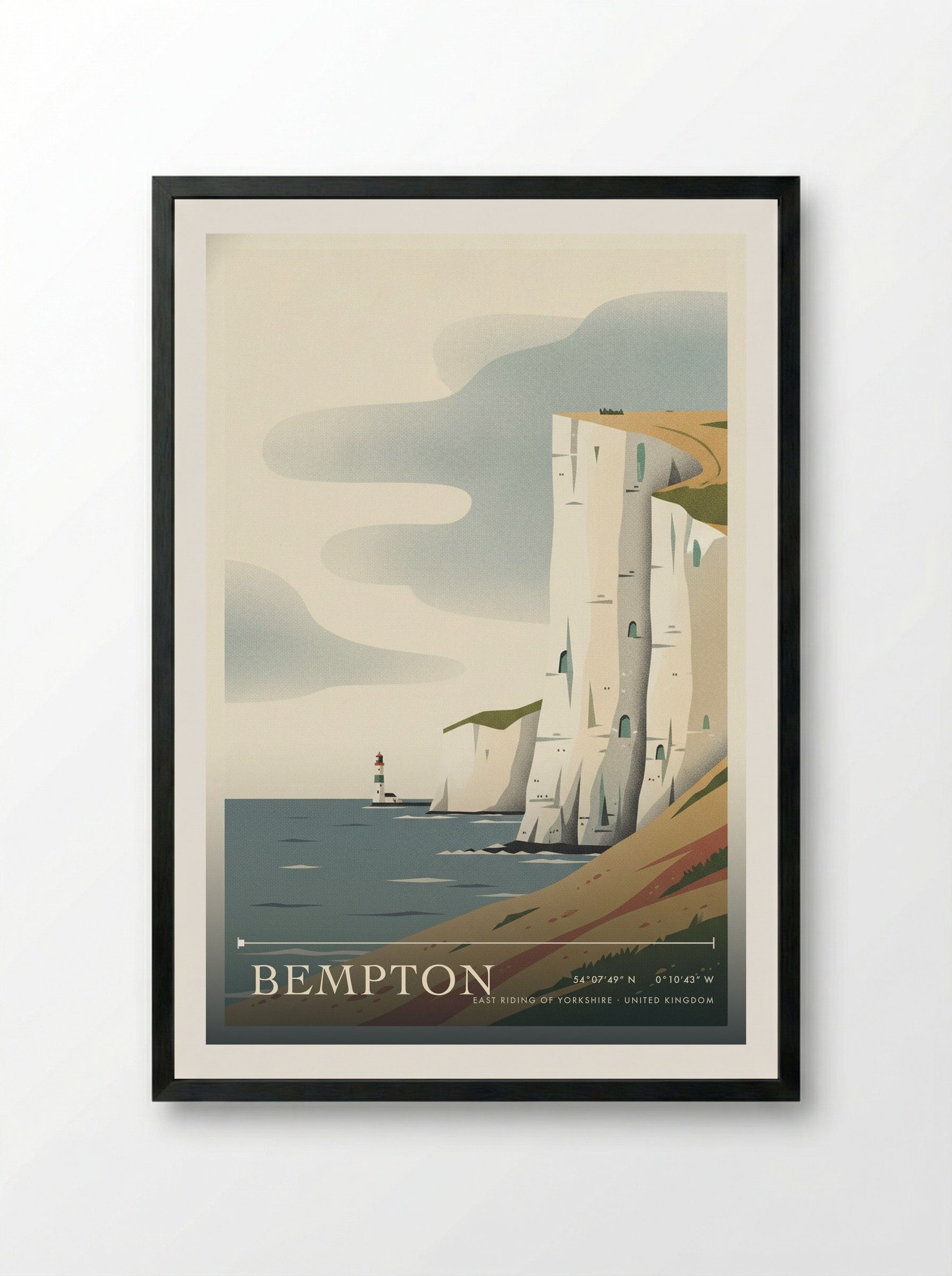 Bempton East Riding of Yorkshire United Kingdom Travel Poster - Framed Print Black