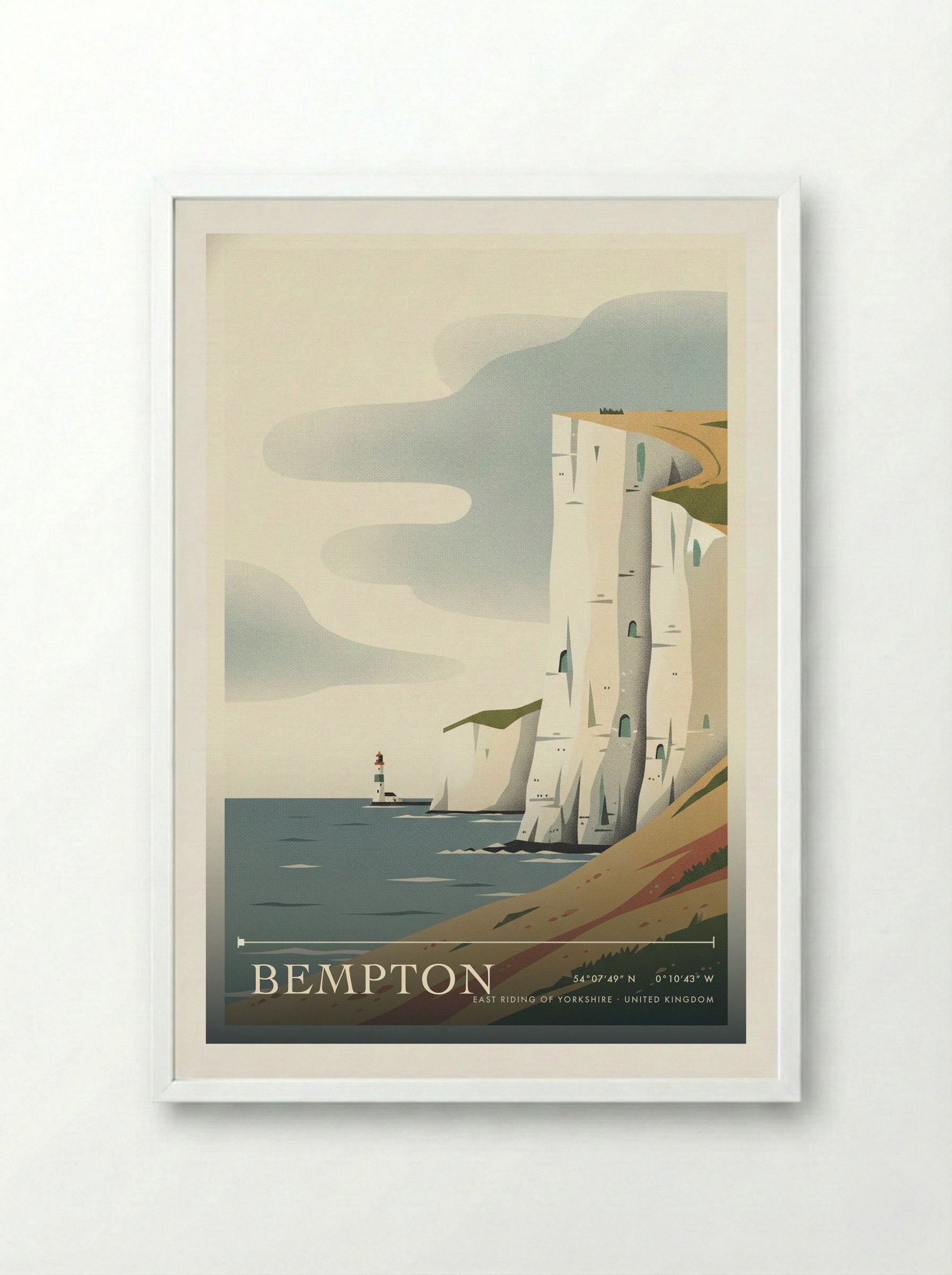 Bempton East Riding of Yorkshire United Kingdom Travel Poster - Framed Print White