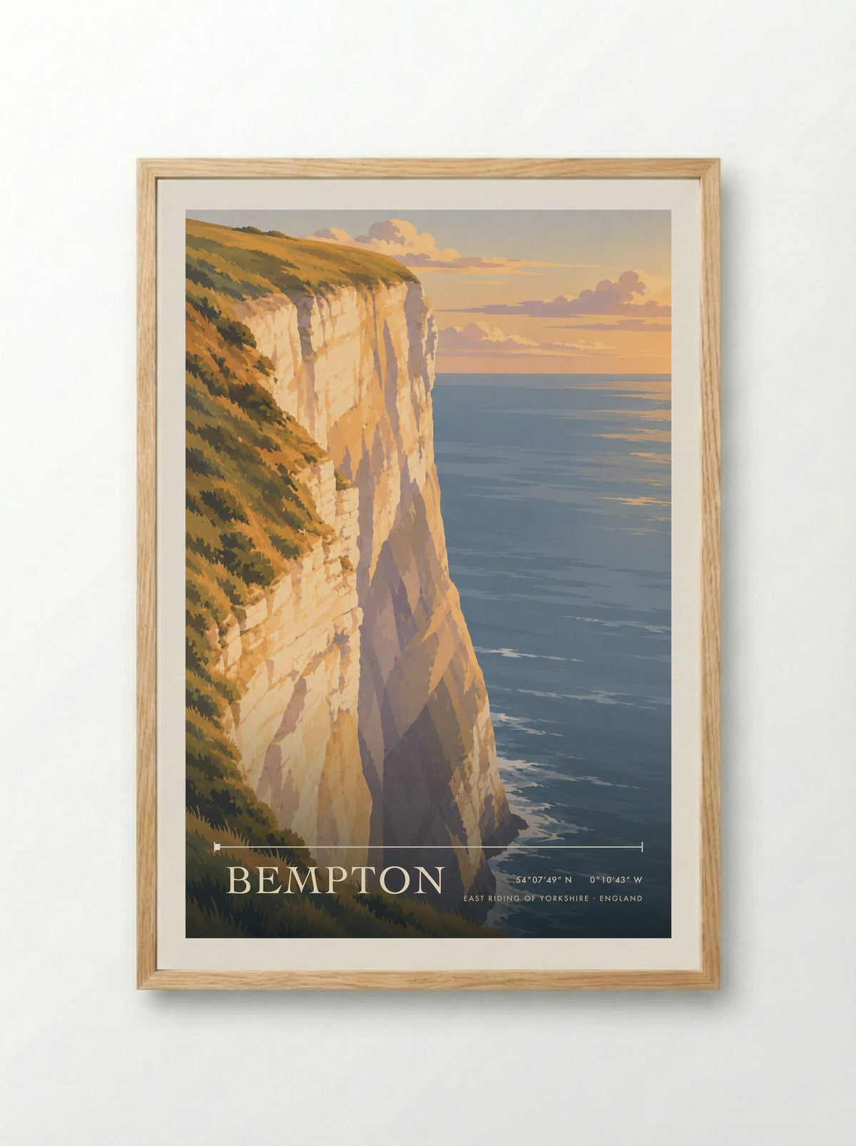 Bempton, East Riding of Yorkshire | Travel Poster - Framed Print Wood