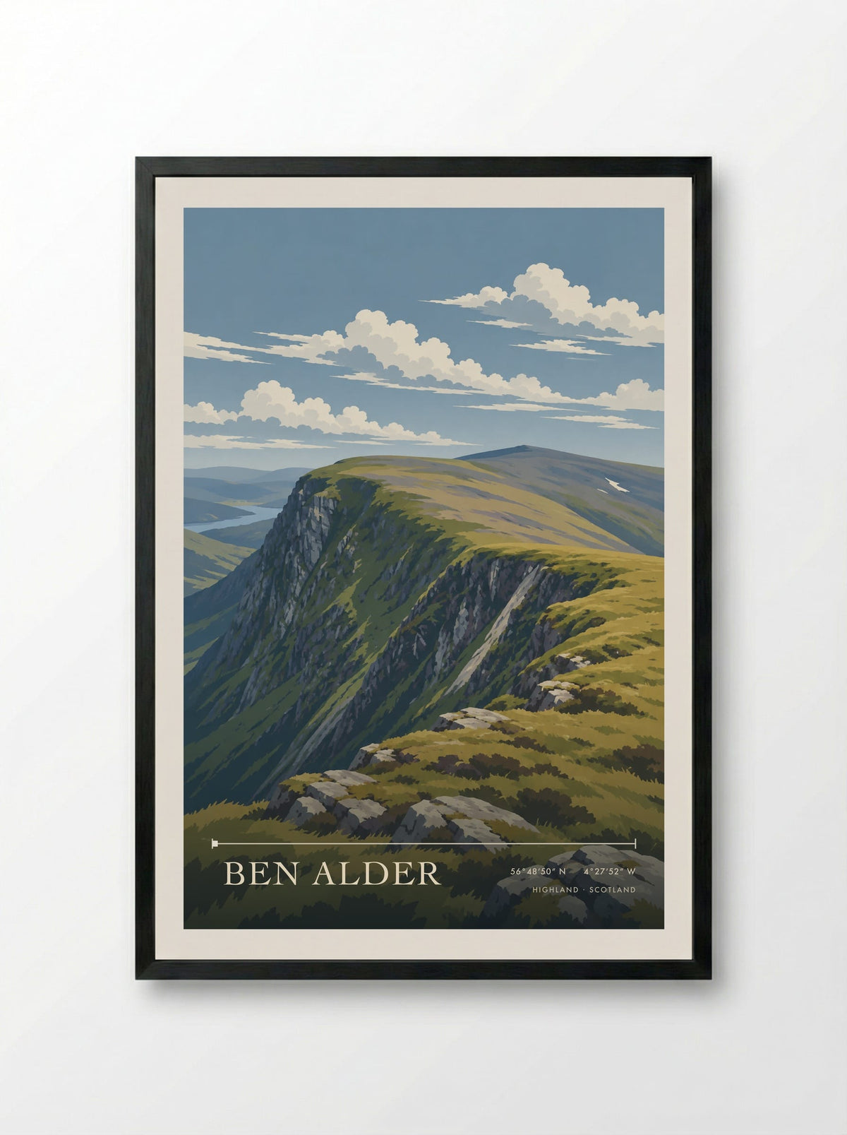 Ben Alder, Highland | Travel Poster - Framed Print Black