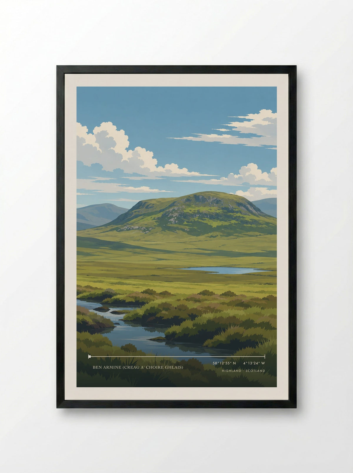 Ben Armine (Creag a' Choire Ghlais), Highland | Travel Poster - Framed Print Black