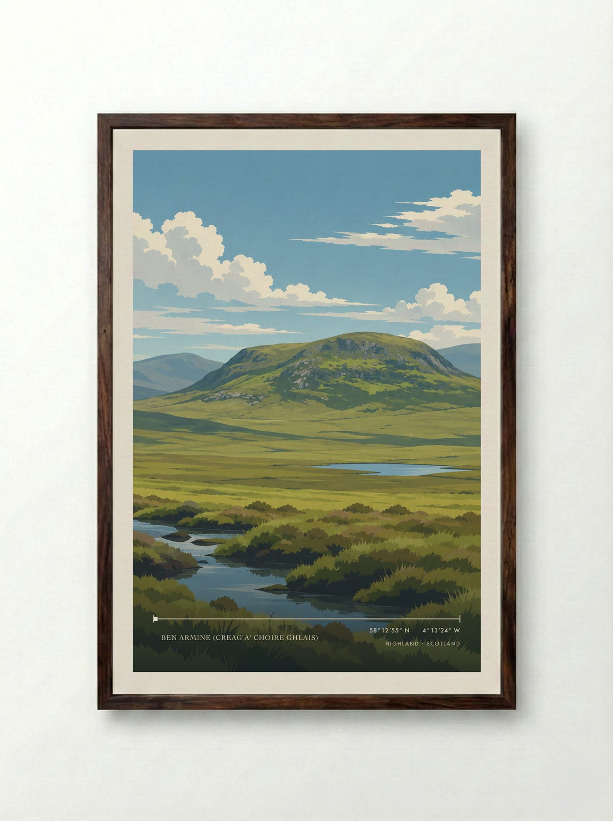 Ben Armine (Creag a' Choire Ghlais), Highland | Travel Poster - Framed Print Dark Wood