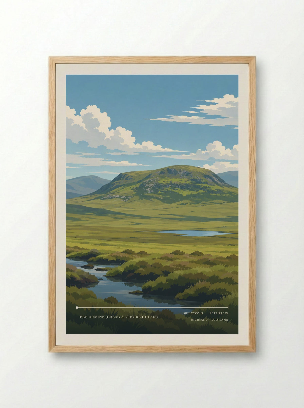 Ben Armine (Creag a' Choire Ghlais), Highland | Travel Poster - Framed Print Wood