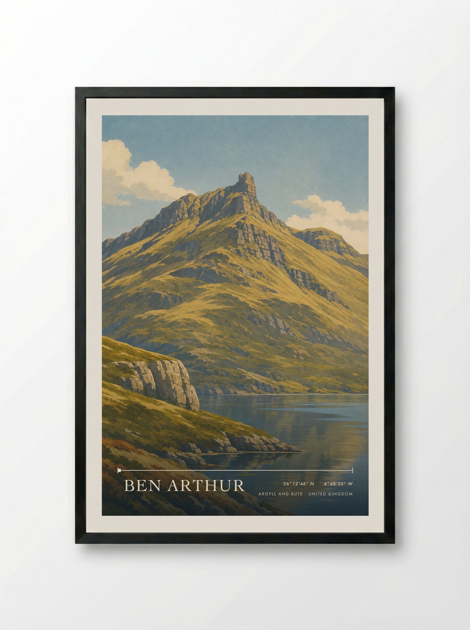 Ben Arthur Argyll and Bute United Kingdom Travel Poster - Framed Print Black