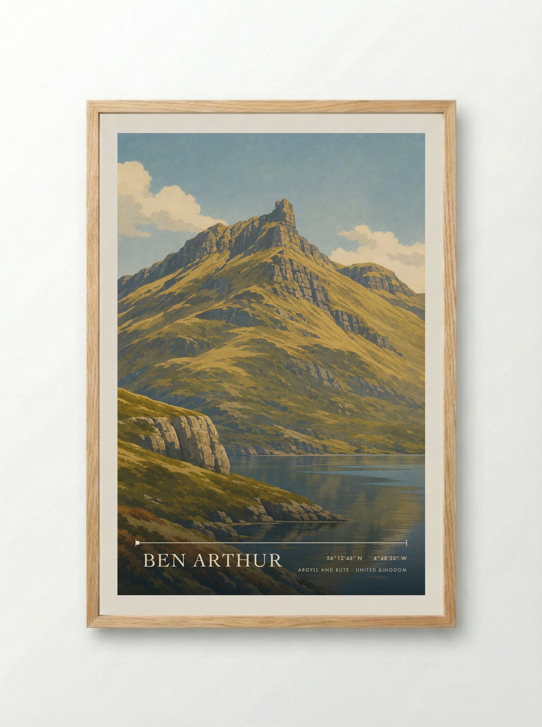 Ben Arthur Argyll and Bute United Kingdom Travel Poster - Framed Print Wood